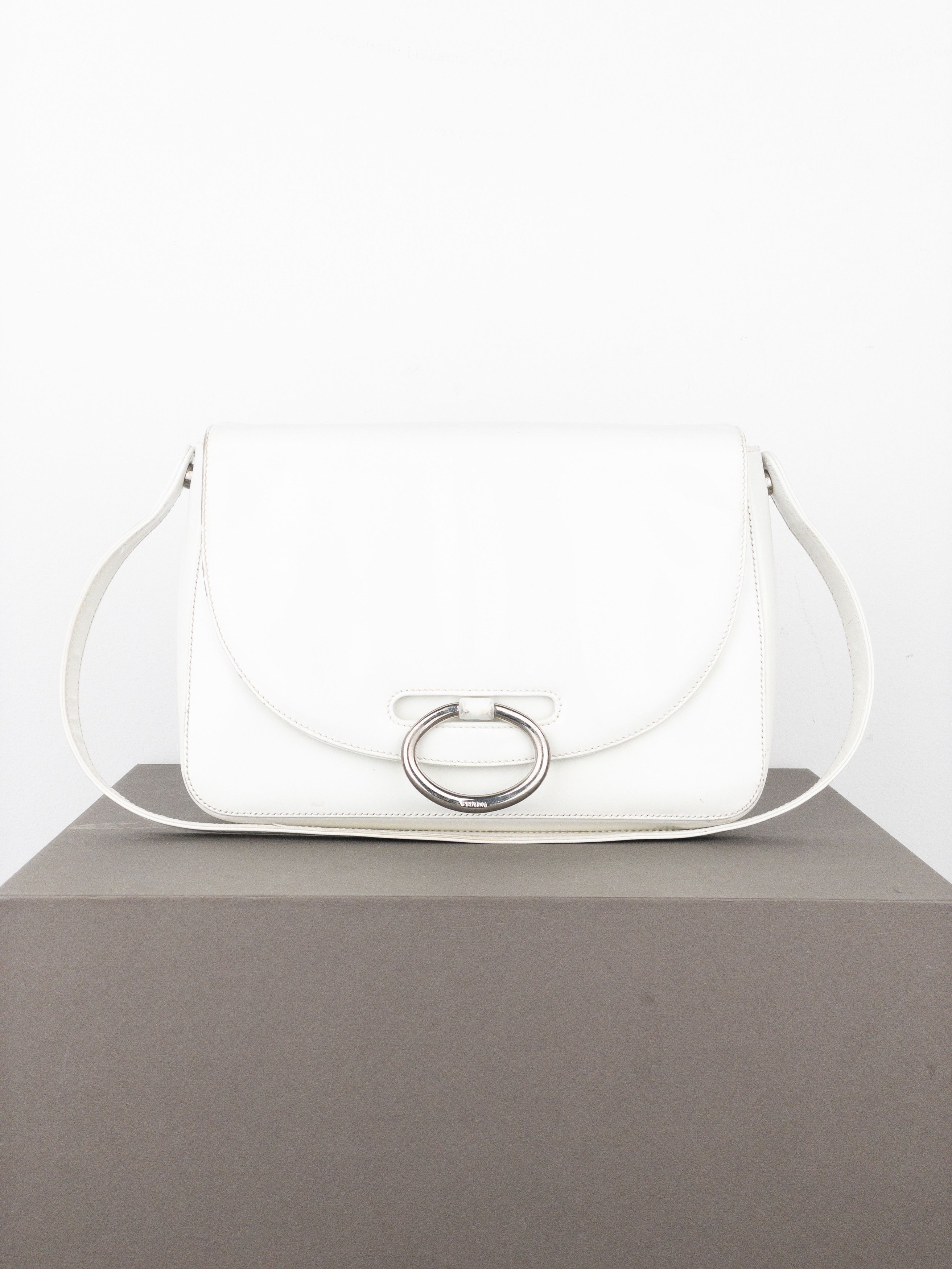 Prada 2000s Metal Ring Leather Shoulder Bag