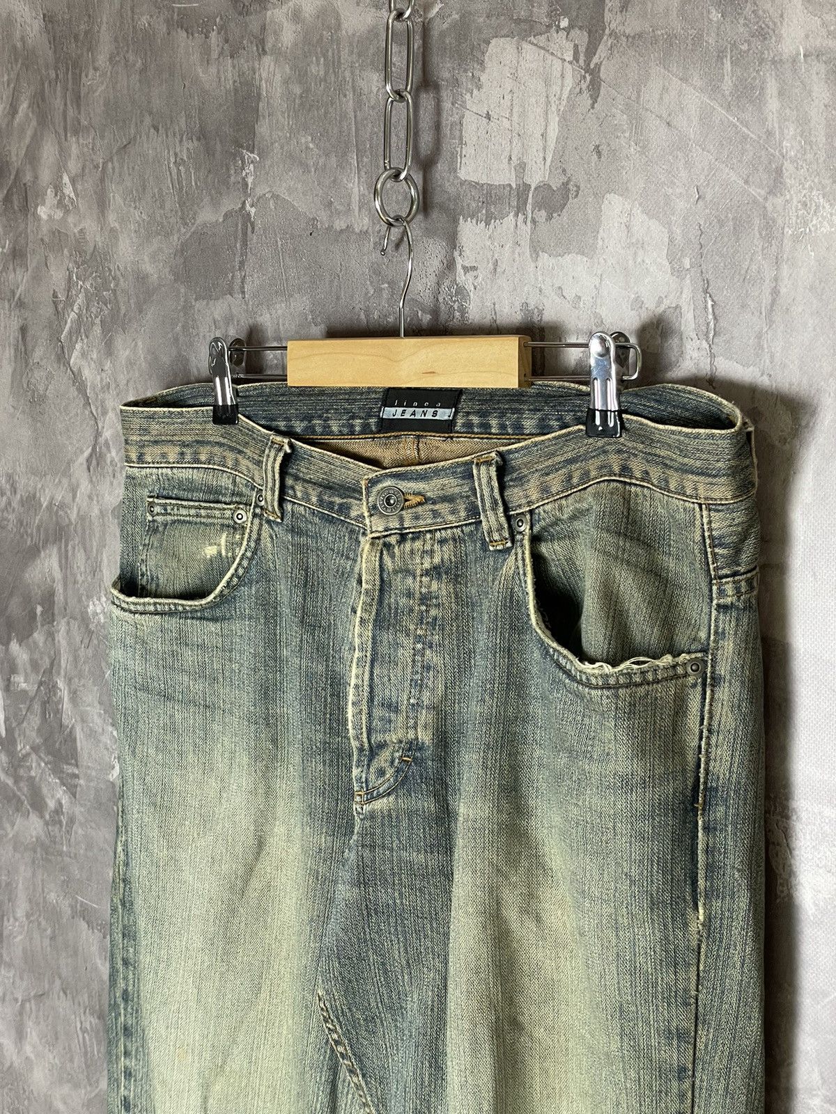 Jean × Vintage Washed Faded Paint Punk Grunge Bootcut Baggy jeans Size US 34 / EU 50 - 6 Thumbnail