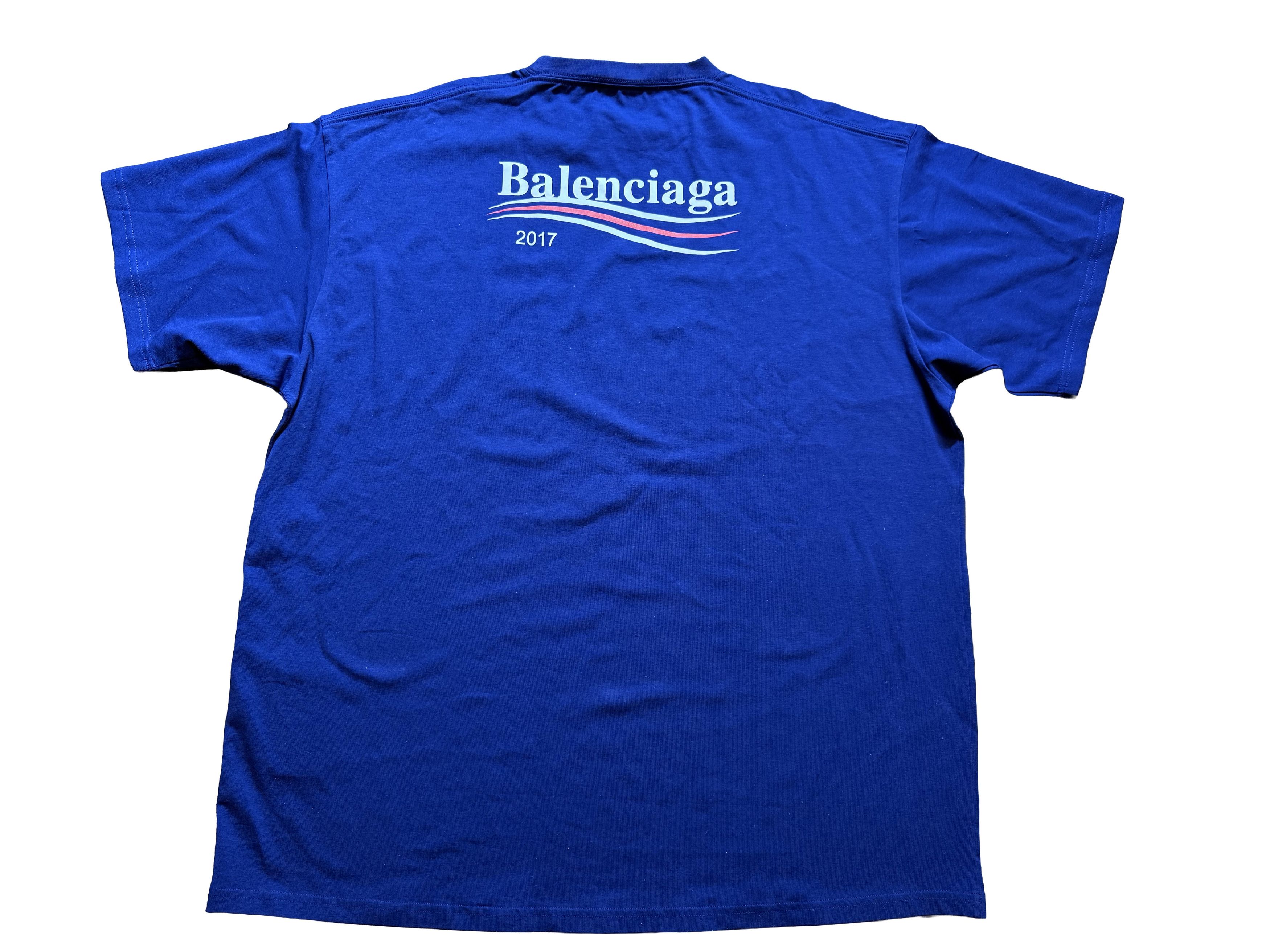 Balenciaga 2017 campaign logo t-shirt blue oversized Bernie TEE Size US XL / EU 56 / 4 - 1 Thumbnail