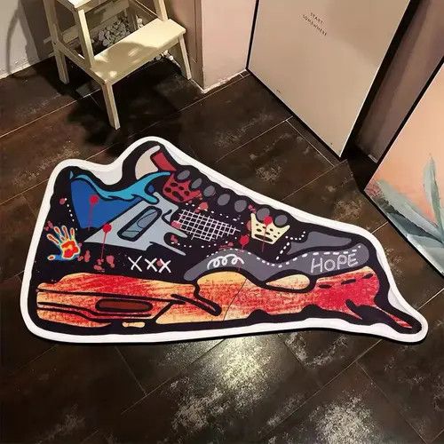 VIBE Handmade Sneaker Print Graffiti Carpet Rug Size ONE SIZE - 1 Thumbnail