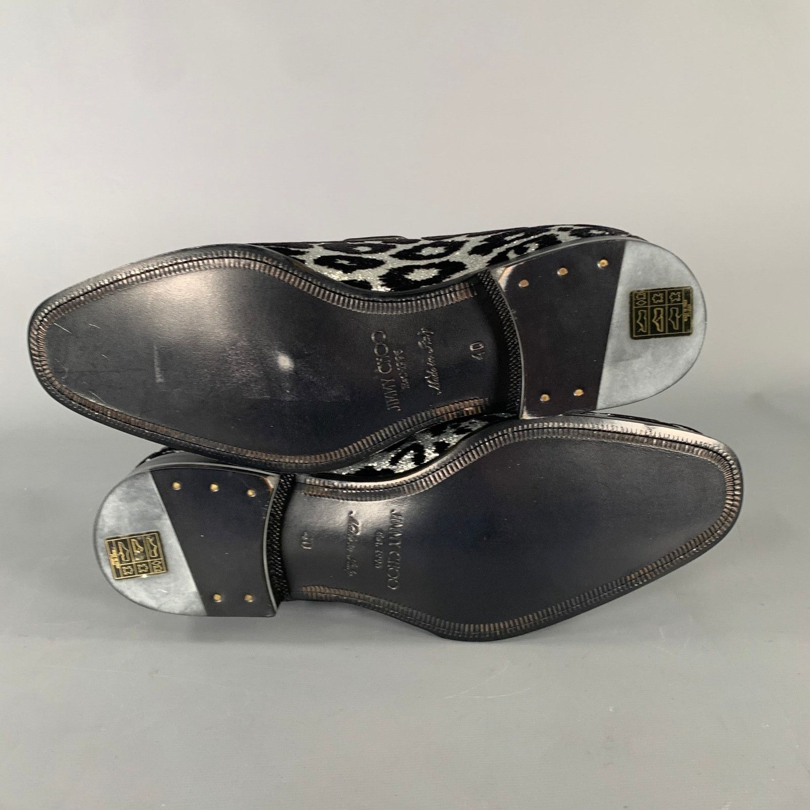 Jimmy Choo JIMMY CHOO Silver Black Medusa Jacquard Tassels Loafers Size US 7 / EU 40 - 6 Thumbnail
