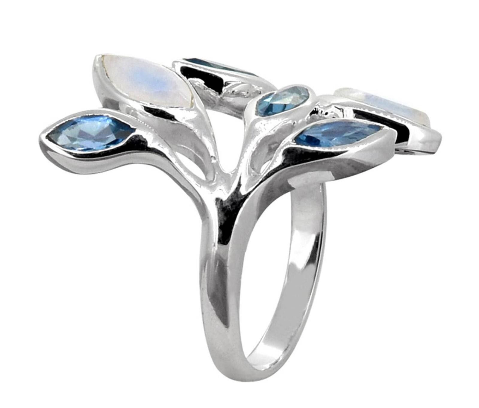Other London Blue Topaz Moonstone 925 Sterling Silver Size 9 Ring Size ONE SIZE - 3 Thumbnail