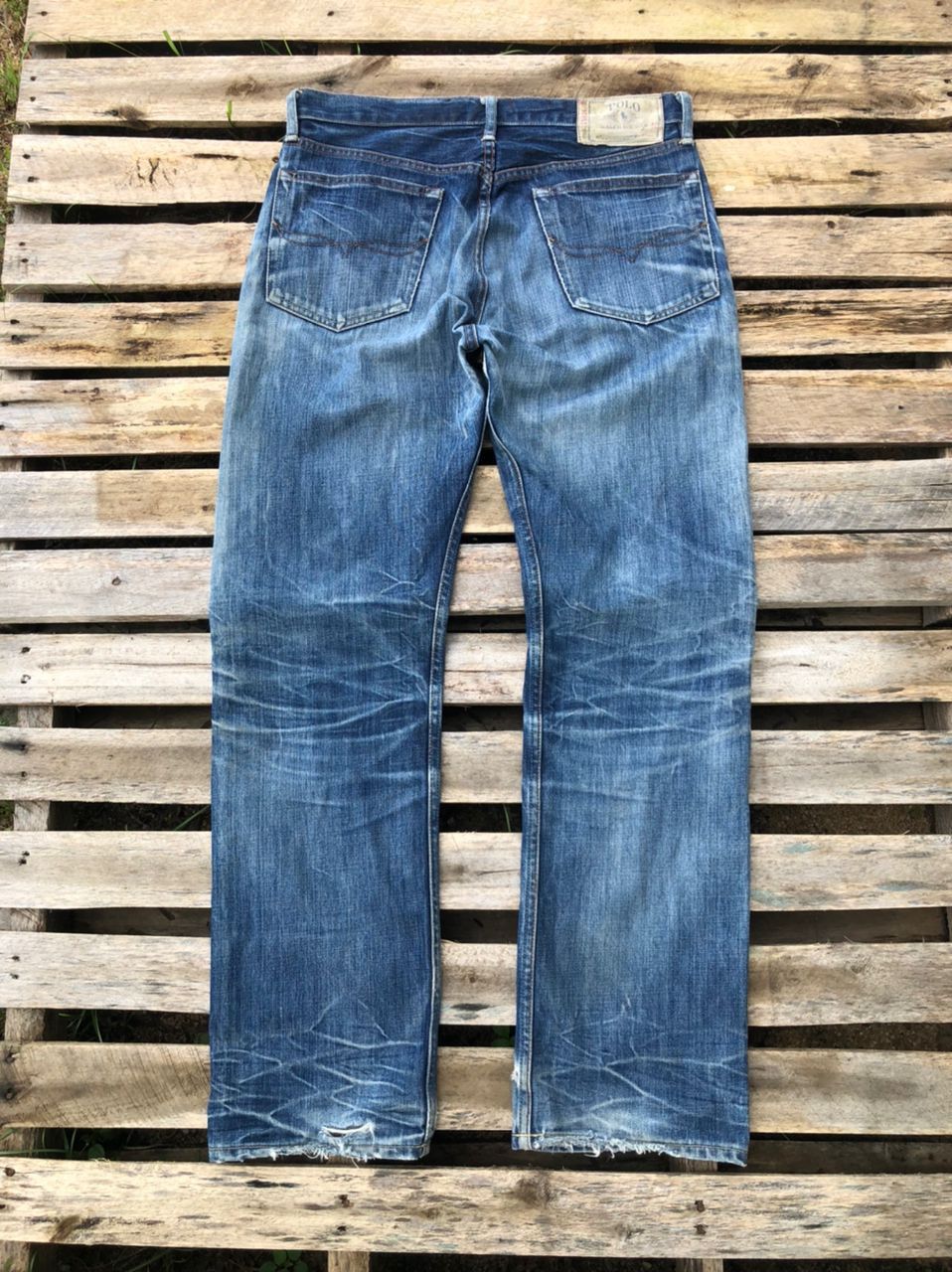 Polo Ralph Lauren × RRL Ralph Lauren × Vintage Polo by Ralph Lauren Denim Jeans Distressed Size US 33 - 2 Thumbnail