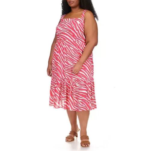 Other Michael Michael Kors Plus Size Zebra Midi Dress, Geranium, 2 Size ONE SIZE - 3 Thumbnail