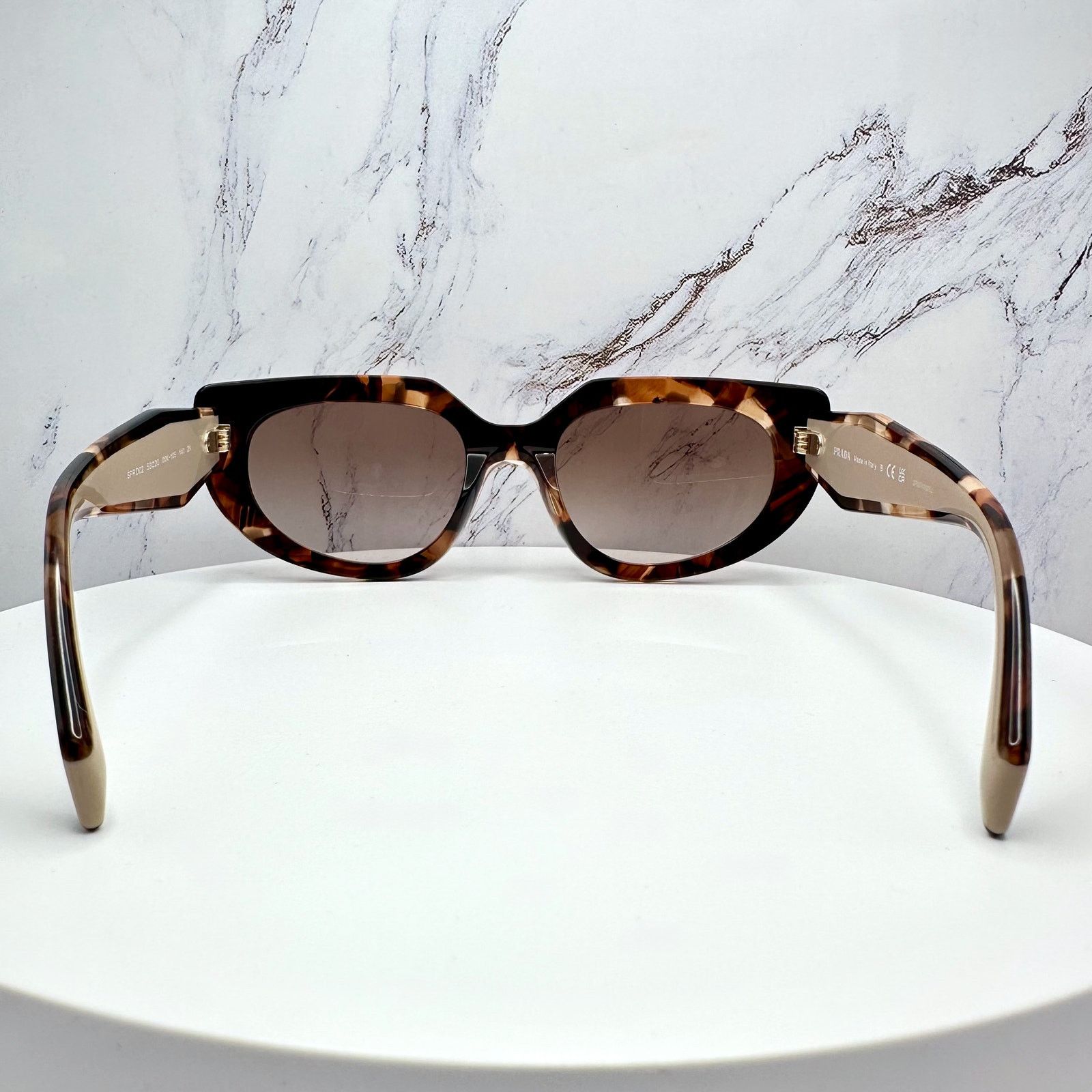 Prada PRADA Sunglasses Brown Tortoise Caramel Gold Symbole Oval Size ONE SIZE - 15 Thumbnail