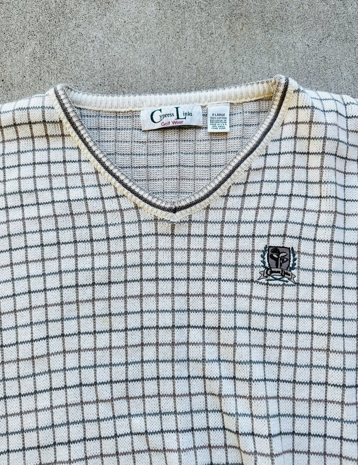 Vintage Vintage Cypress Golf Links V Neck Sweater 80 Check Plaid Size US XL / EU 56 / 4 - 2 Thumbnail