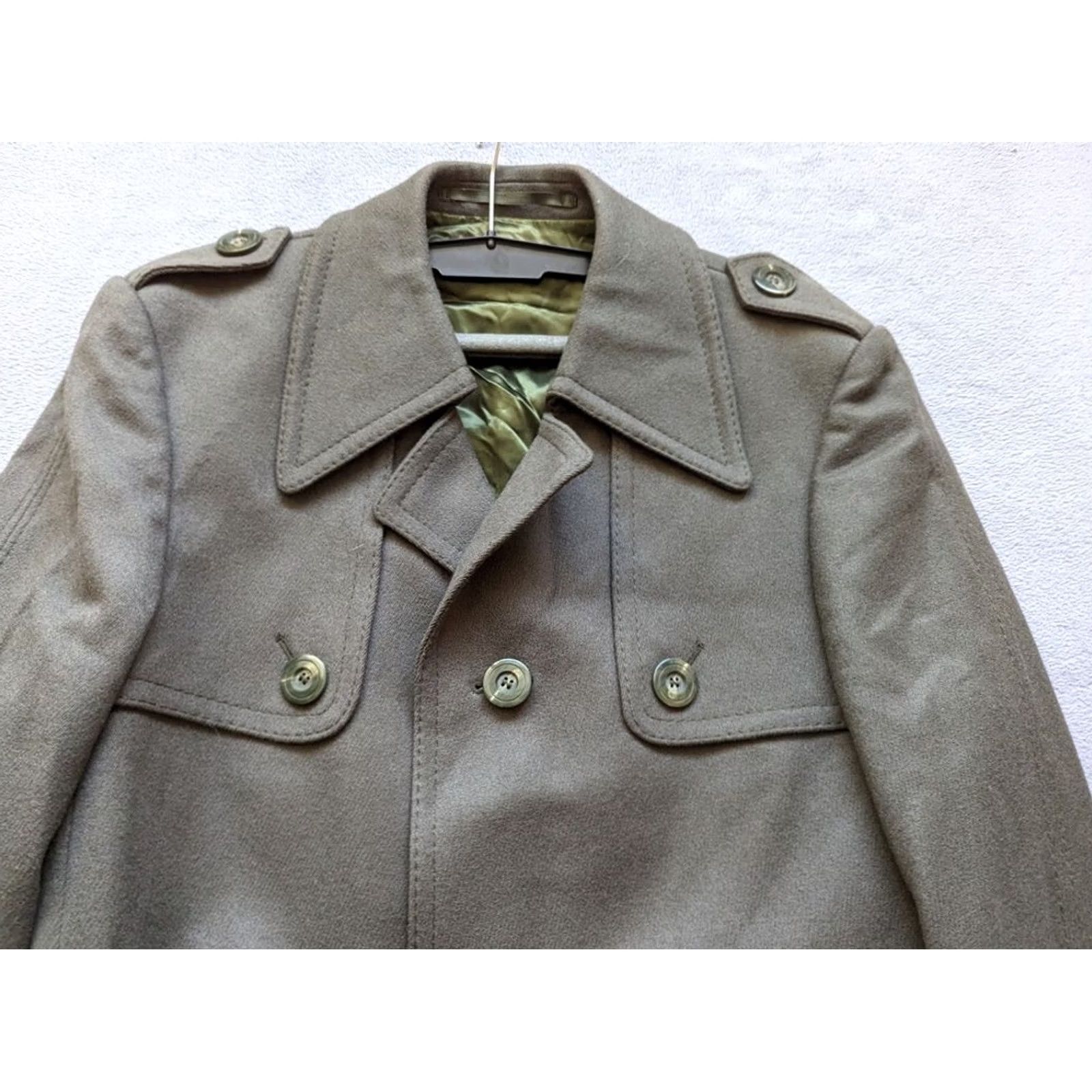 Vintage Vintage Wool Coat Mens Green Military Style Overcoat M Size HRZ Kleidung Size US M / EU 48-50 / 2 - 2 Thumbnail