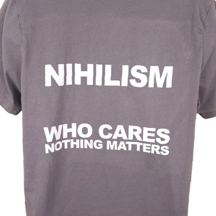 Vintage Nihilism T Shirt Mens XL Gray Who Cares Nothing Matters Bell a + Canvas Vintage No Size US XL / EU 56 / 4 - 2 Thumbnail