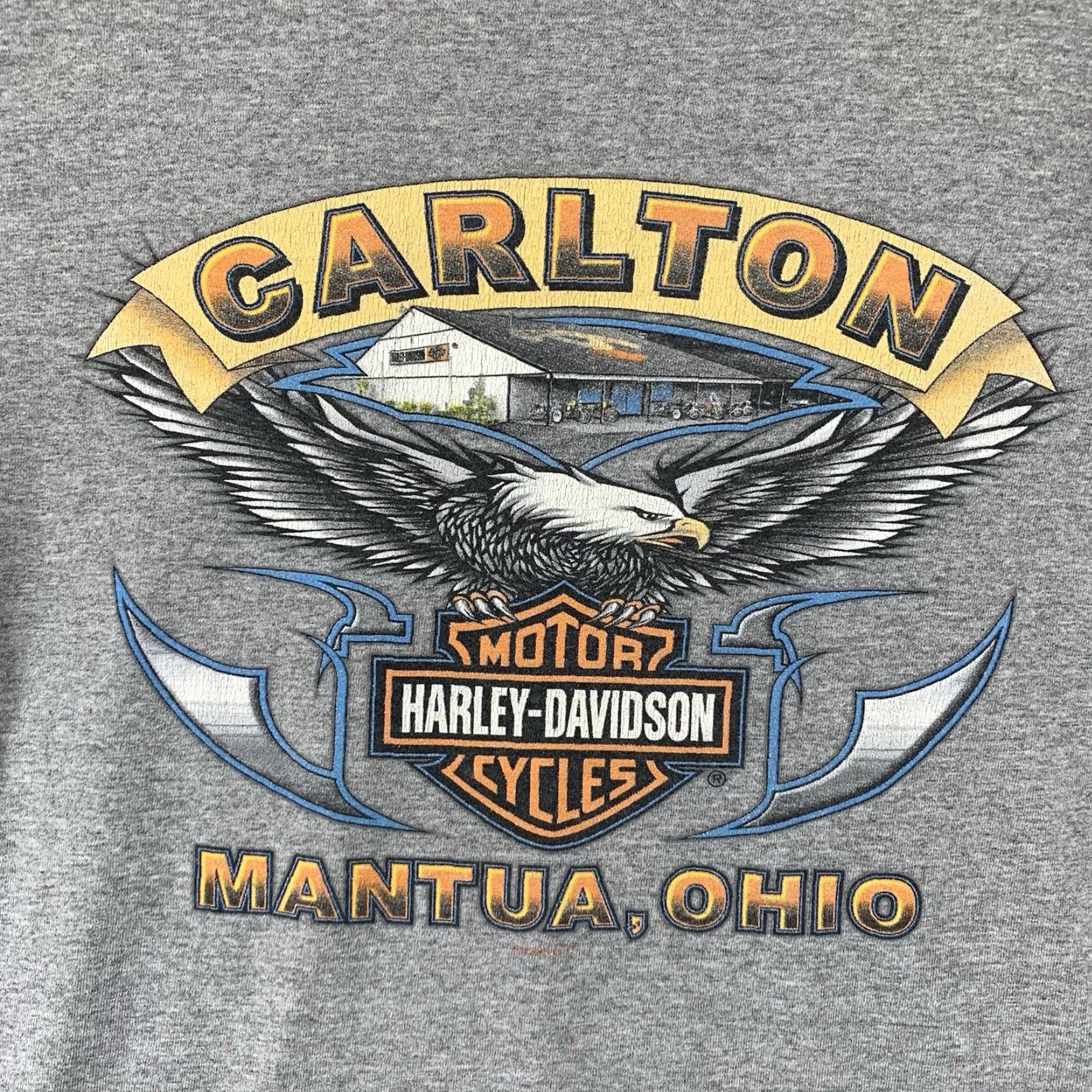 Harley Davidson VINTAGE Harley-Davidson T-Shirt Men Oversized Medium Crew Neck Graphic Logo 90s Eagle Back Gray Size US M / EU 48-50 / 2 - 2 Thumbnail
