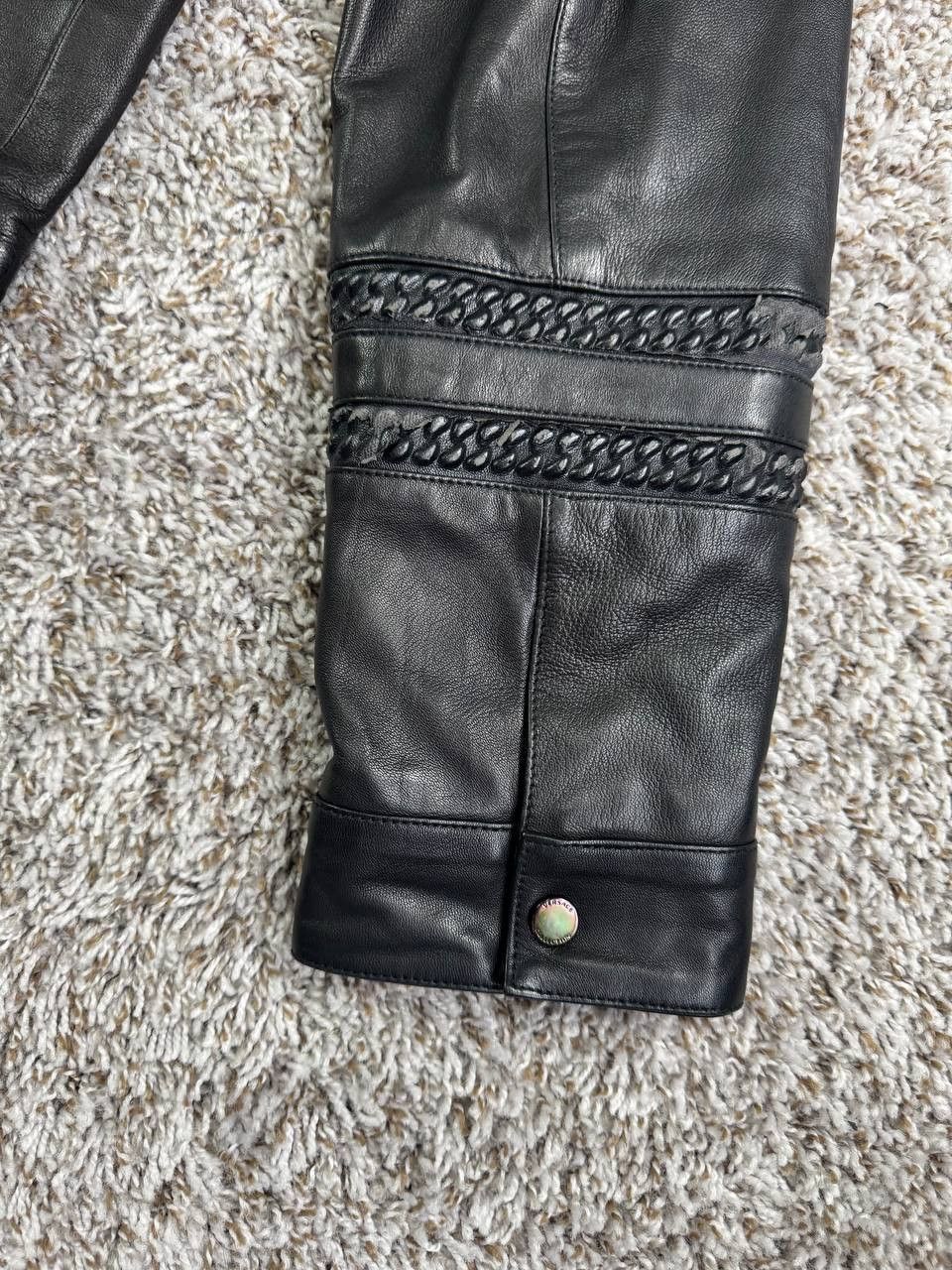 Versace Versace Collection Leather Moto Jacket Braided Accents Size US L / EU 52-54 / 3 - 20 Thumbnail