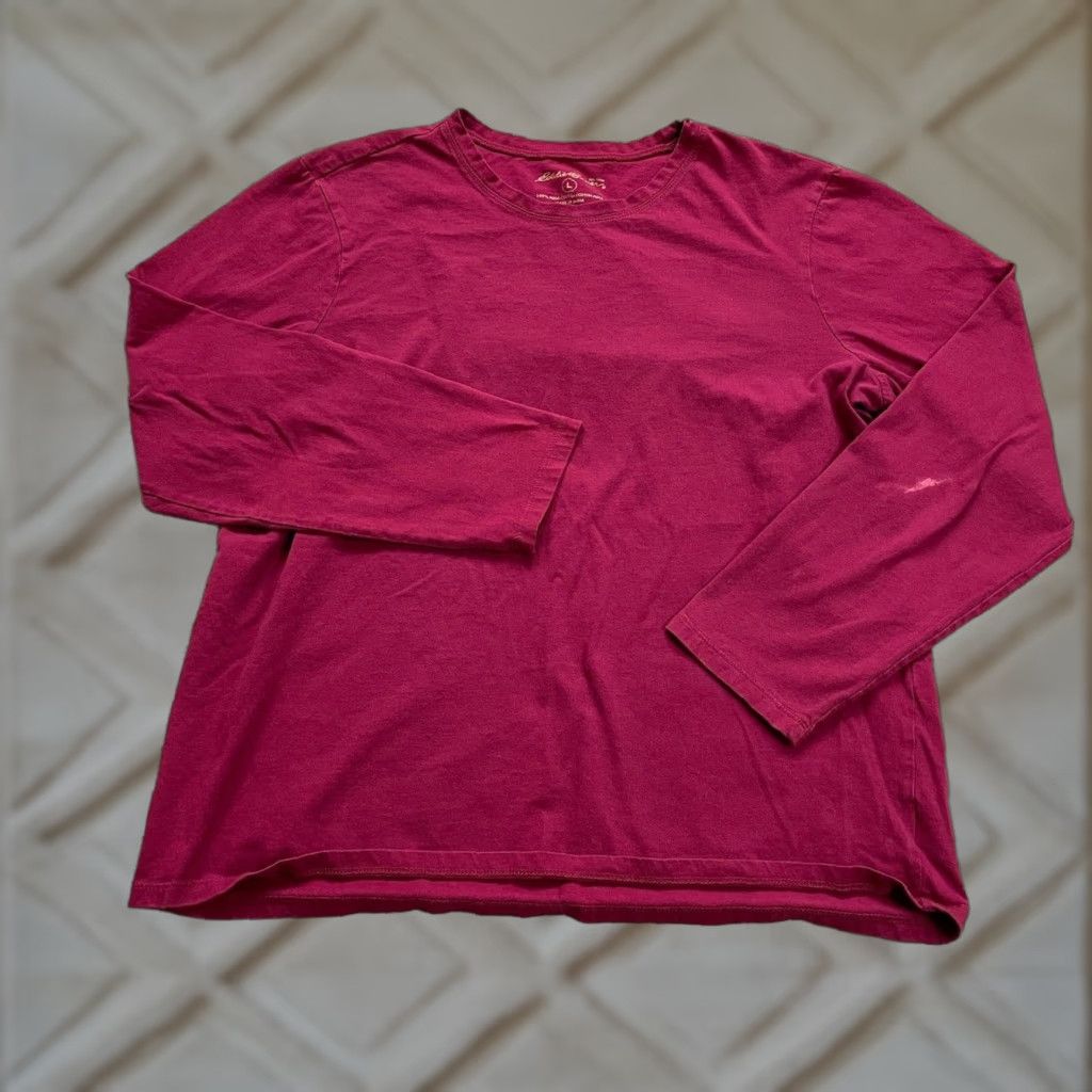 Eddie Bauer Eddie Bauer Shirt Women L Red Round Neck Cotton Long Sleeve Basic Casual Regular Fit Size L / US 10 / IT 46 - 1 Thumbnail