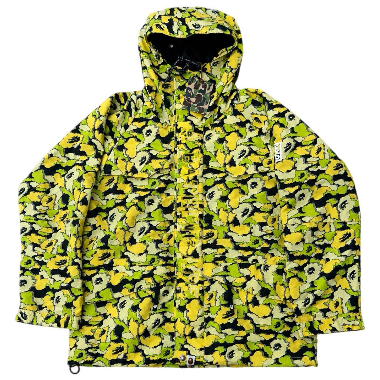 Bape Bape x Kaws Cloud Camo Snowboard Jacket Yellow 2005 | Grailed
