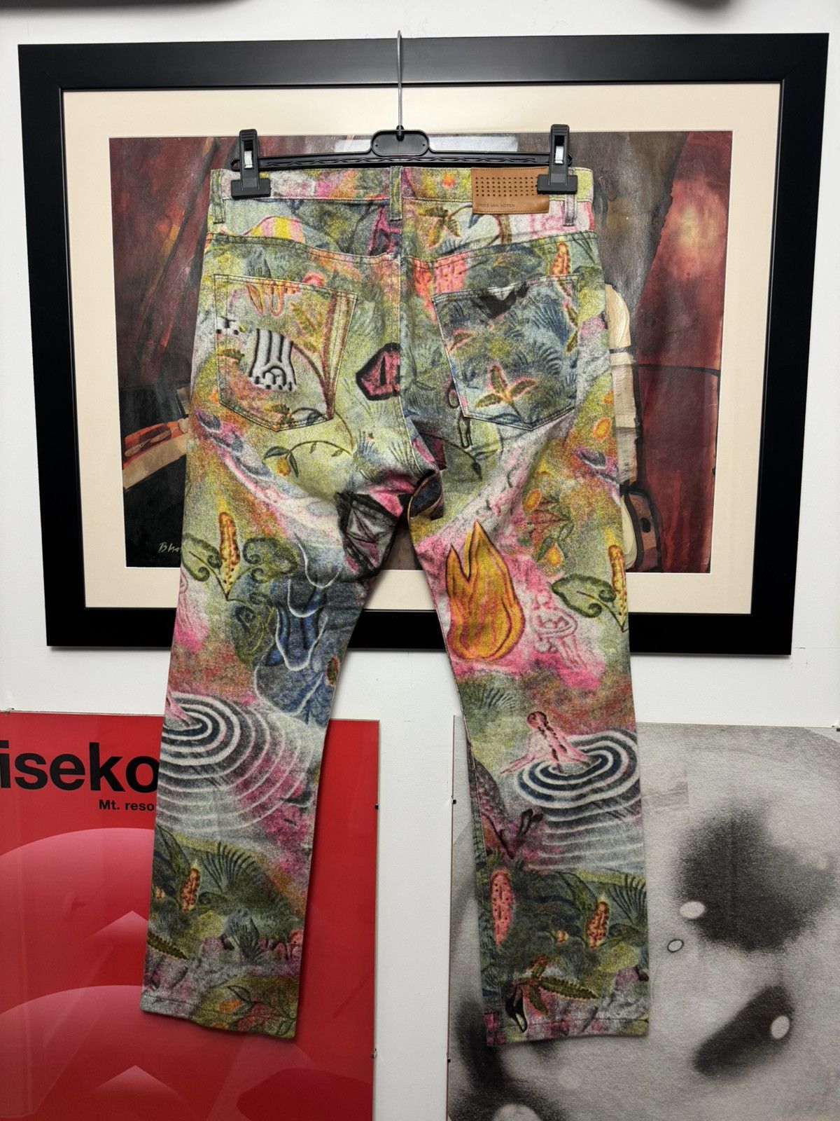 Dries Van Noten AW12 Dries Van Noten Fullprint Art Multicolor Designer Pant Size US 31 - 2 Thumbnail