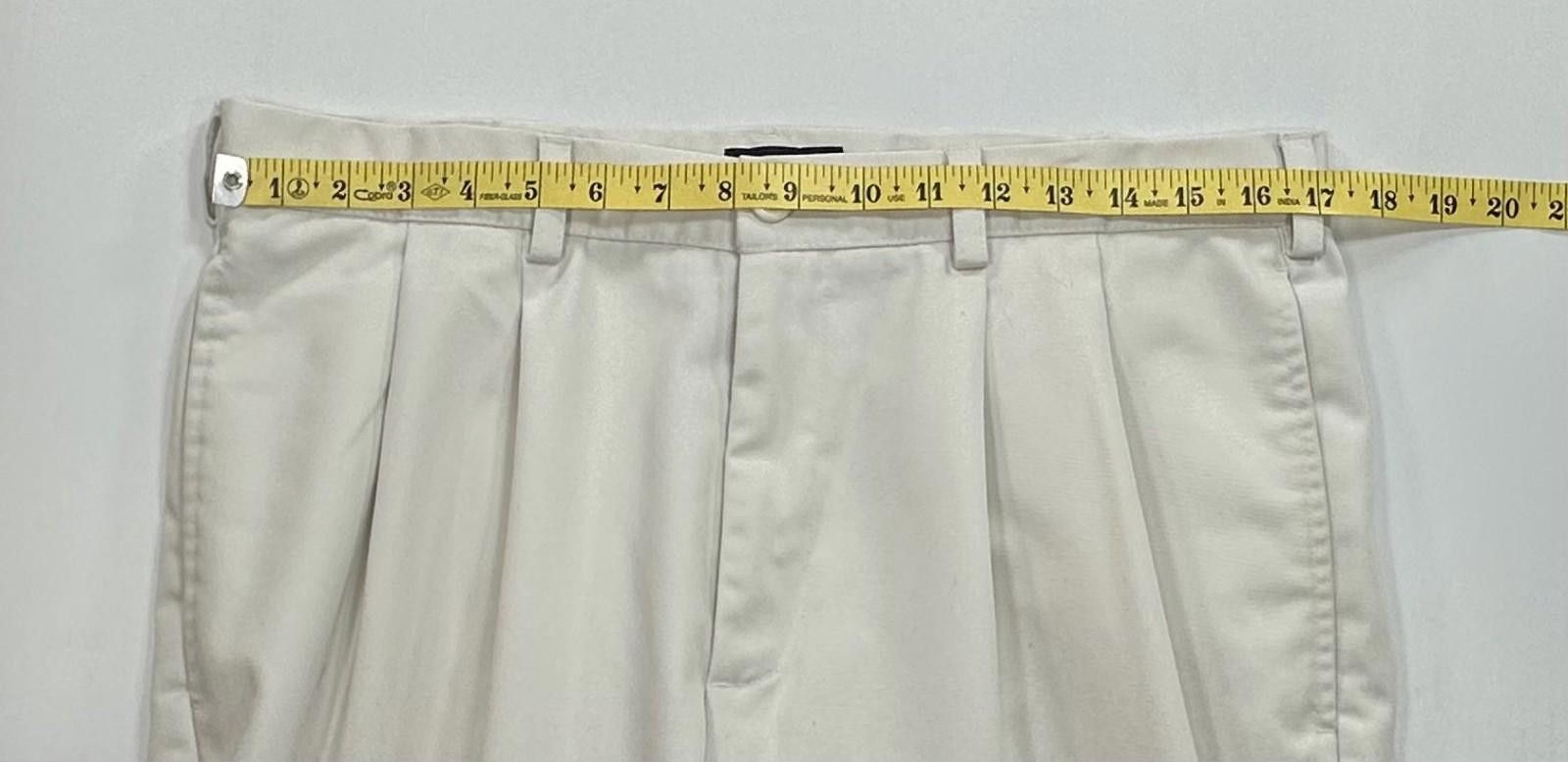 Izod Izod Pleated Cuffed Straight American Chinos Beige Men 34/30 Size US 34 / EU 50 - 3 Thumbnail
