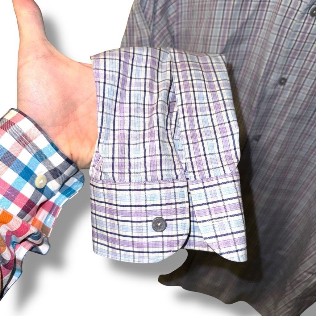 Ermenegildo Zegna Ermenegildo Zegna Purple & Blue Check Button Down Shirt Size Size US L / EU 52-54 / 3 - 9 Thumbnail