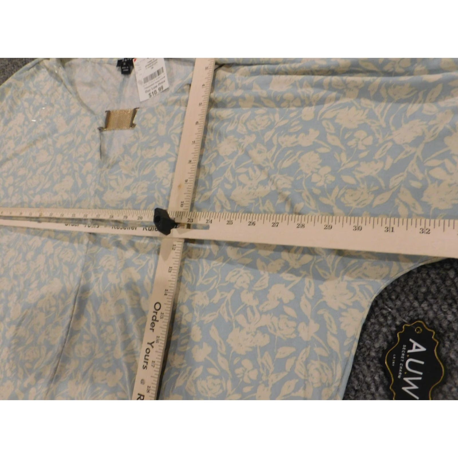 Vintage A.U.W. Womens Blouse 3X Plus Blue Floral Pullover Top Smooth Round Neck Sleeveless Casual Cotton Ruffle Vintage No Size XXL / US 16-18 / IT 52-54 - 7 Thumbnail