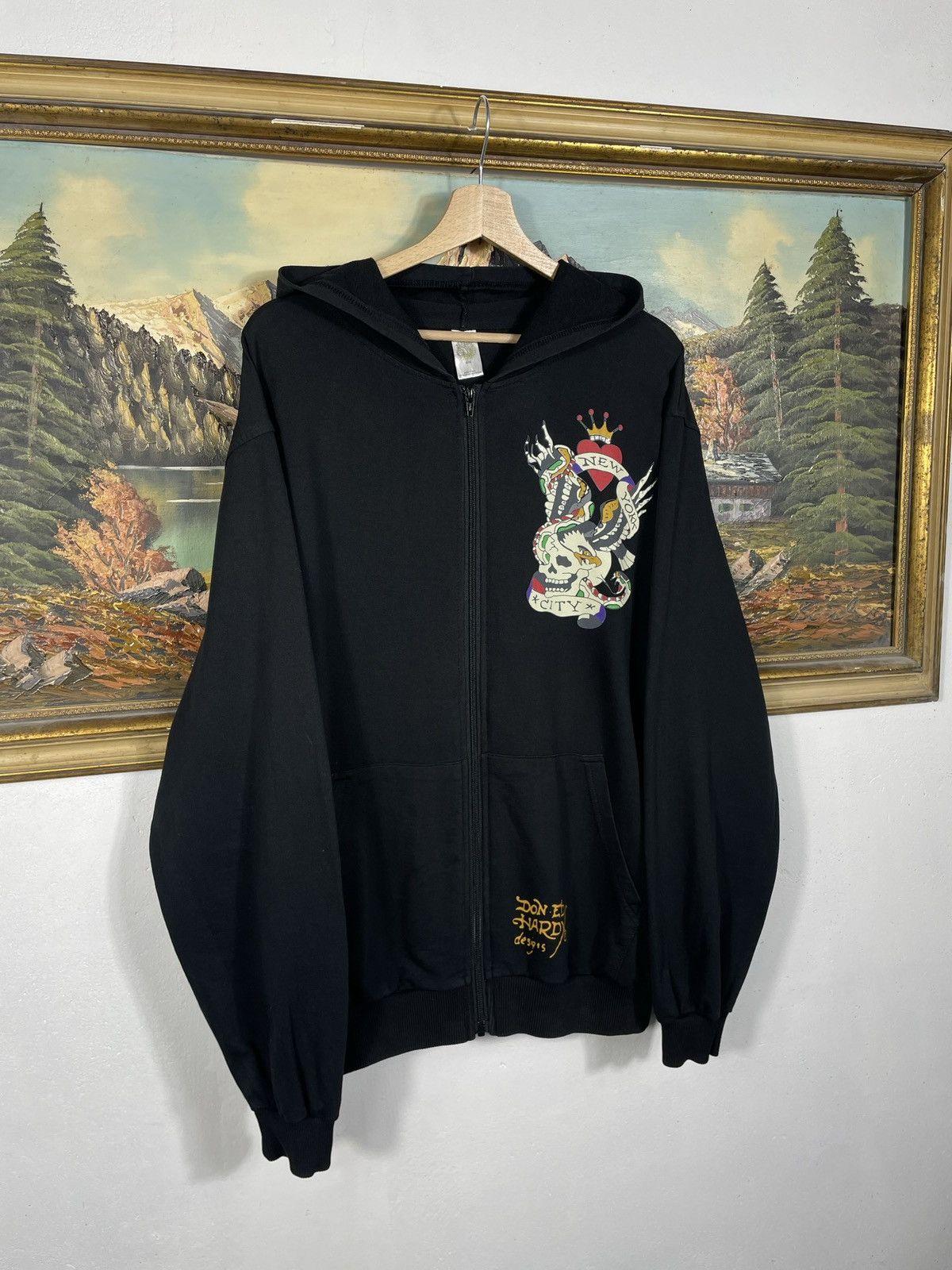 Christian Audigier × Ed Hardy × Vintage Ed Hardy Retro 00s Hoodie Drip Swag Cyber Affliction Grunge Size XL / US 12-14 / IT 48-50 - 4 Thumbnail