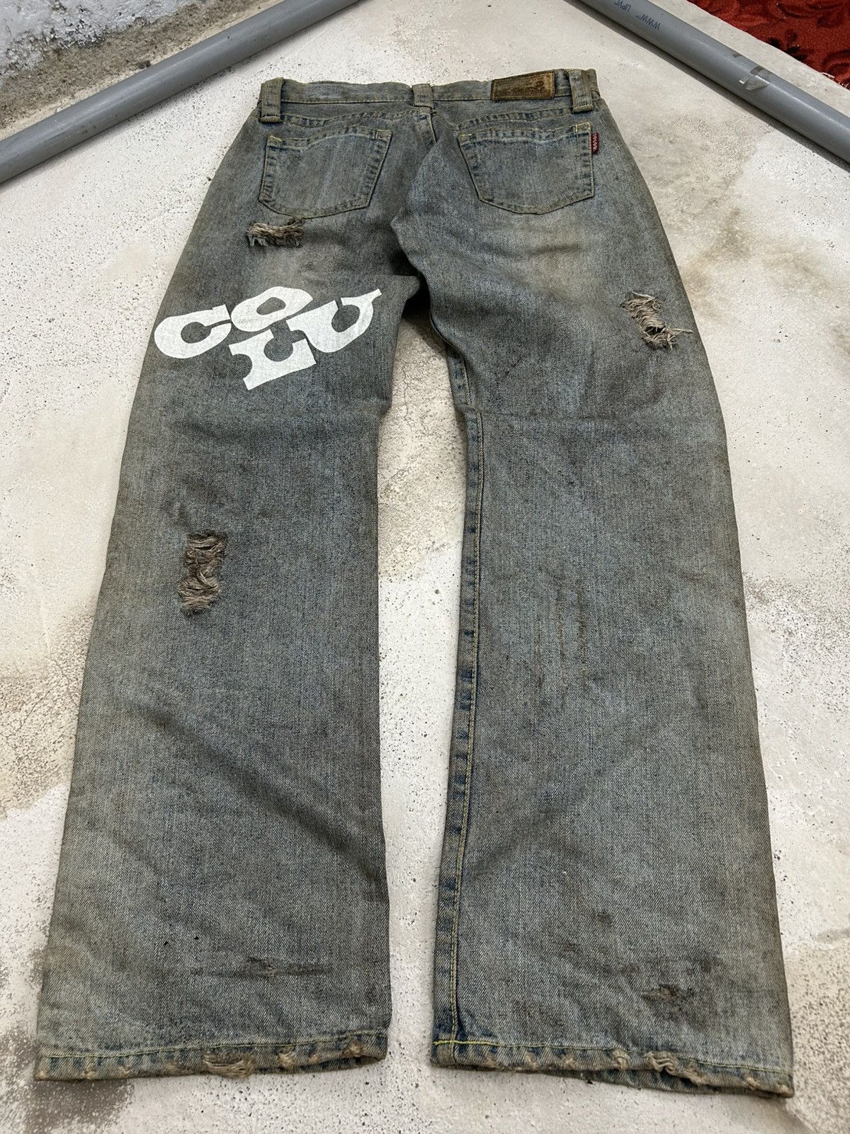 GOSTAR DE FUGA Co and Lu Japan Unisex Dirty Mud Washed Distressed Worn Size US 28 / EU 44 - 2 Thumbnail