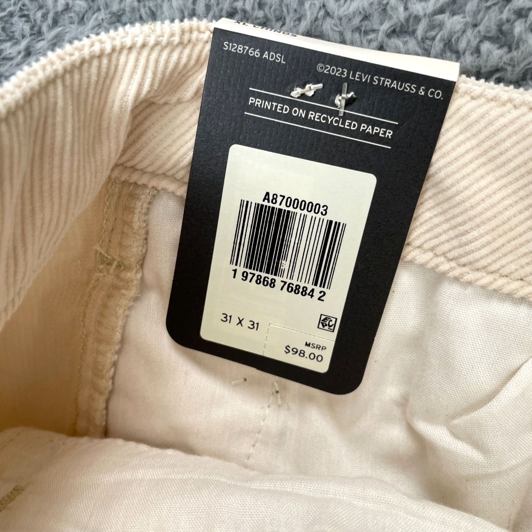 Levi's Levi's Pants Womens Beige Corduroy Cotton Mid Rise Baggy Wide Leg y2k 90s 36x31 Size 25" / US 0 / IT 36 - 6 Thumbnail