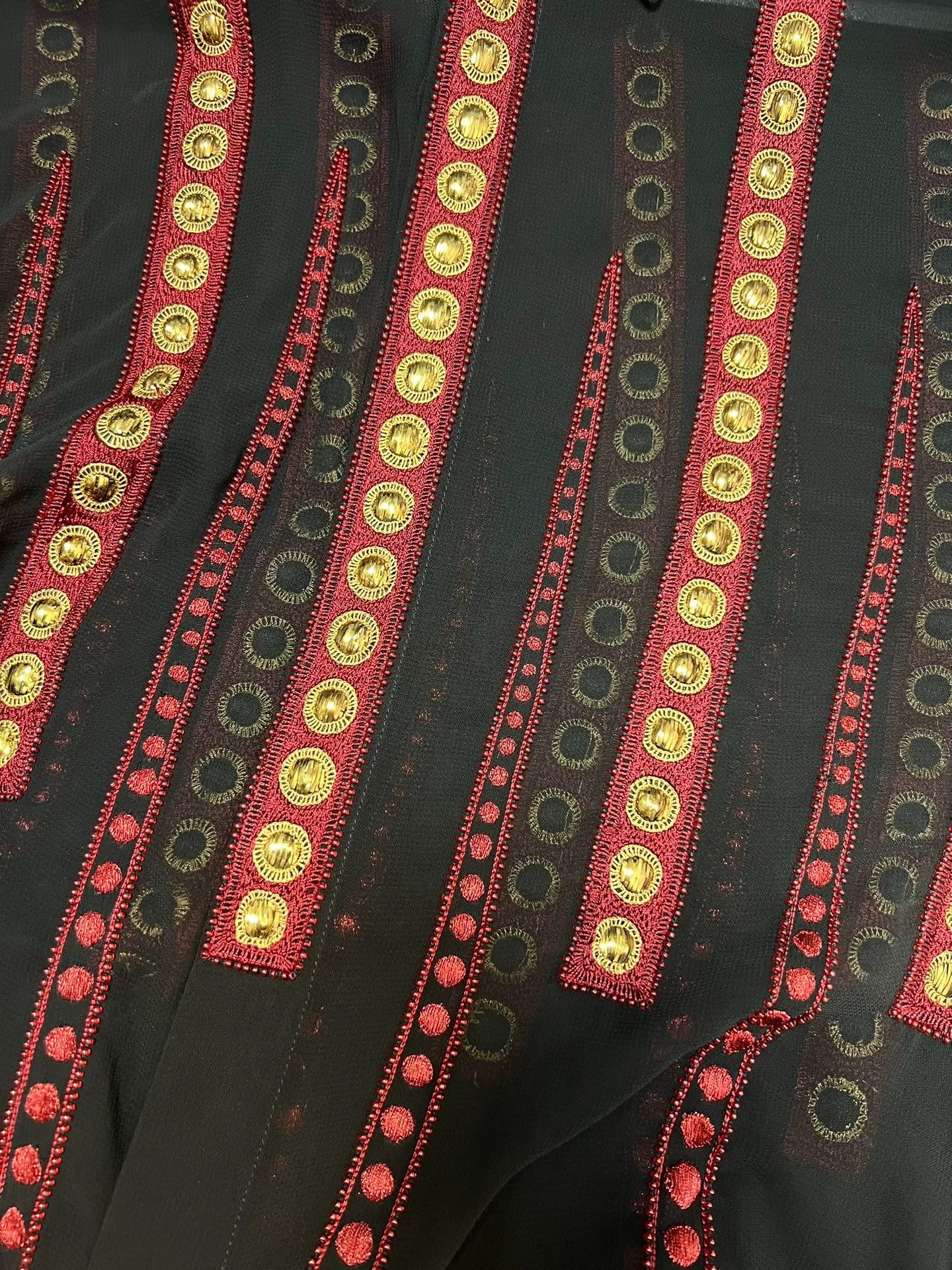 Saint Laurent Paris red bead embroidery, black jukebox, semi-sheer shirt Size US M / EU 48-50 / 2 - 6 Thumbnail