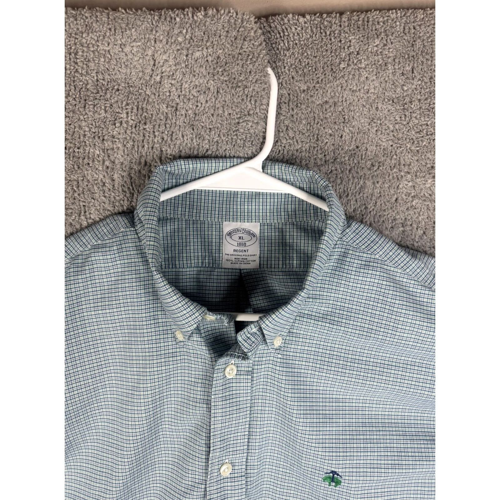Brooks Brothers Brooks Brothers Shirt Mens XL Blue Green Check Regent Non Iron Supima Cotton Size US XL / EU 56 / 4 - 5 Thumbnail