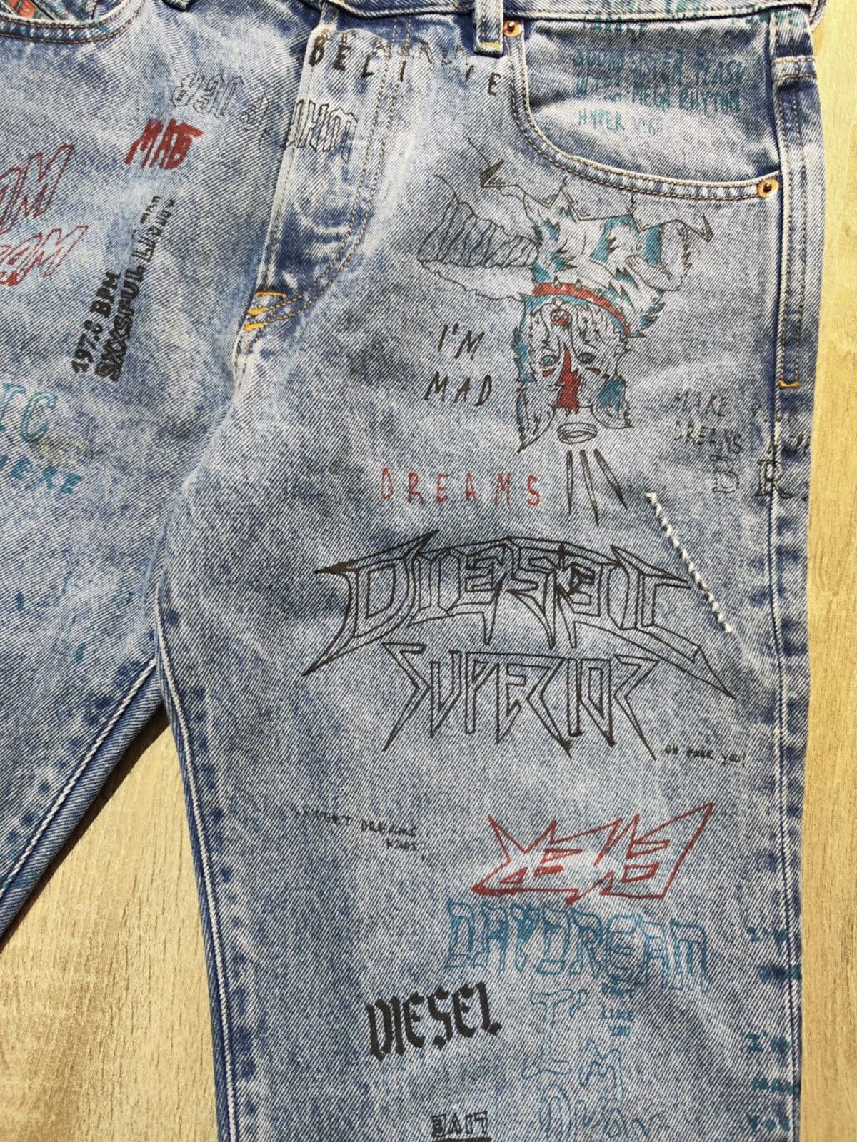 Diesel × Vintage Diesel Mharky slim skinny graffiti jeans size 31 Size US 31 - 4 Thumbnail