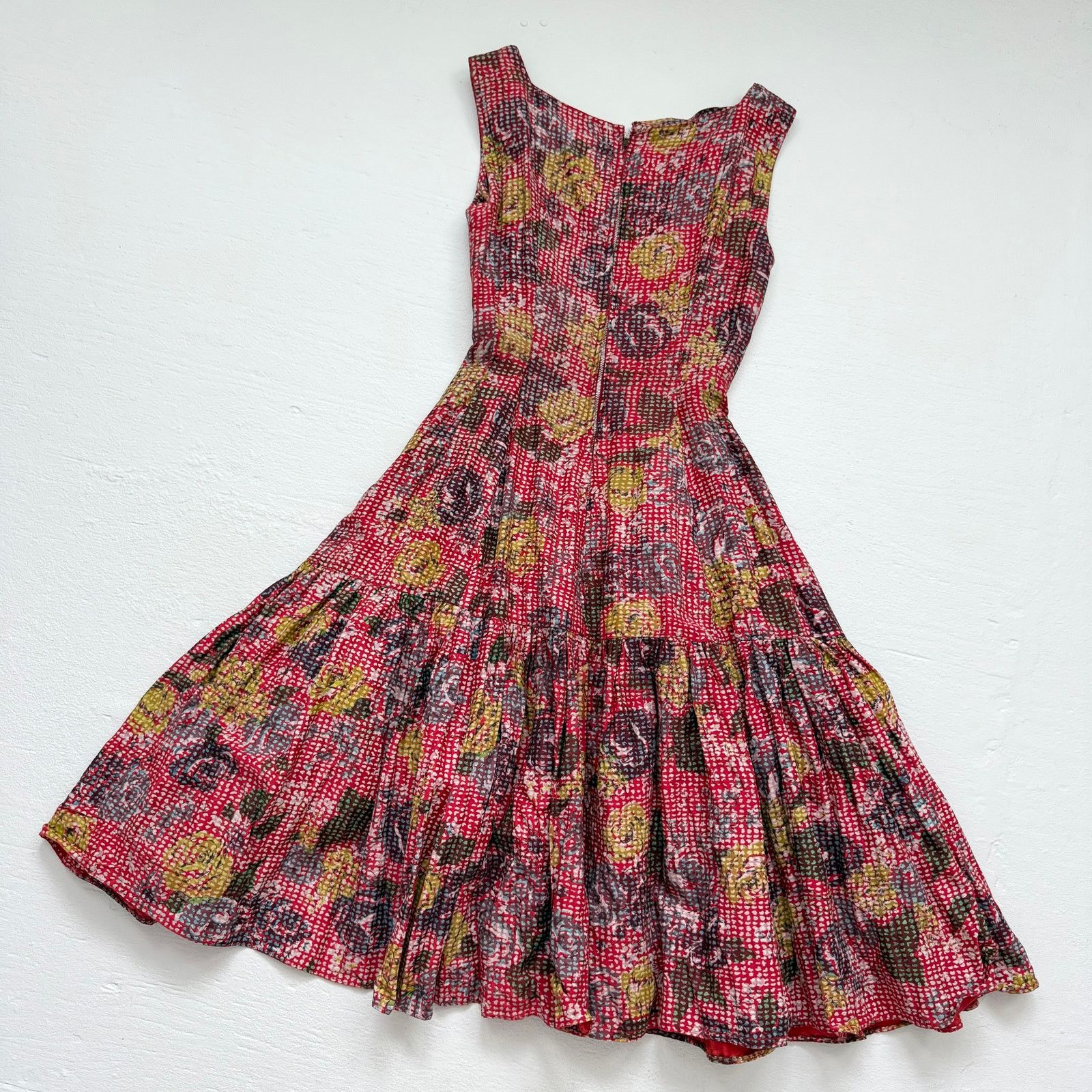Vintage Vintage 50s Handmade Floral Fit & Flare Dress Bow Front, XXS Size XXS / US 00 / IT 34 - 7 Thumbnail