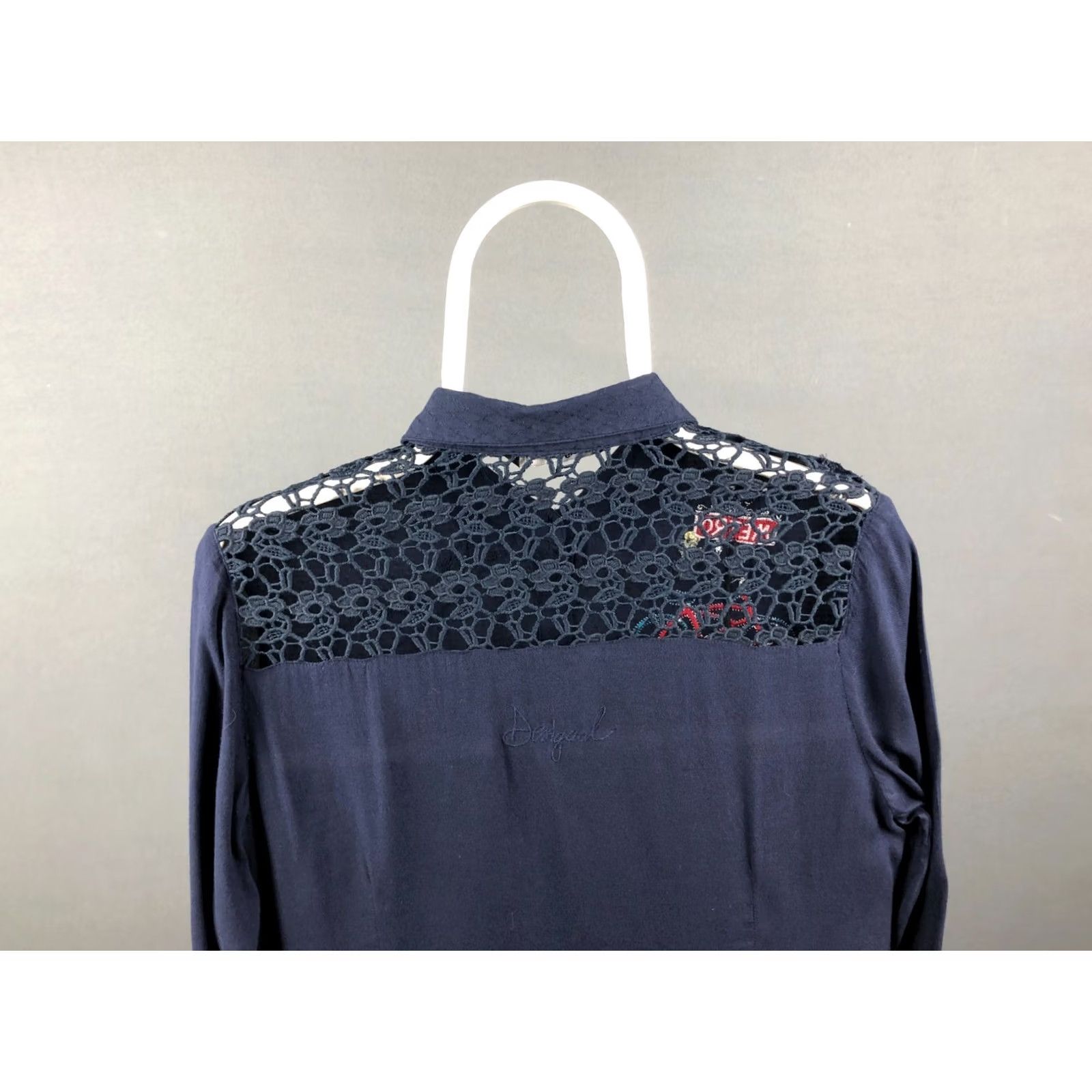 Desigual Desigual Women's Blouse M Dark Blue Cotton Embroidered Size M / US 6-8 / IT 42-44 - 3 Thumbnail