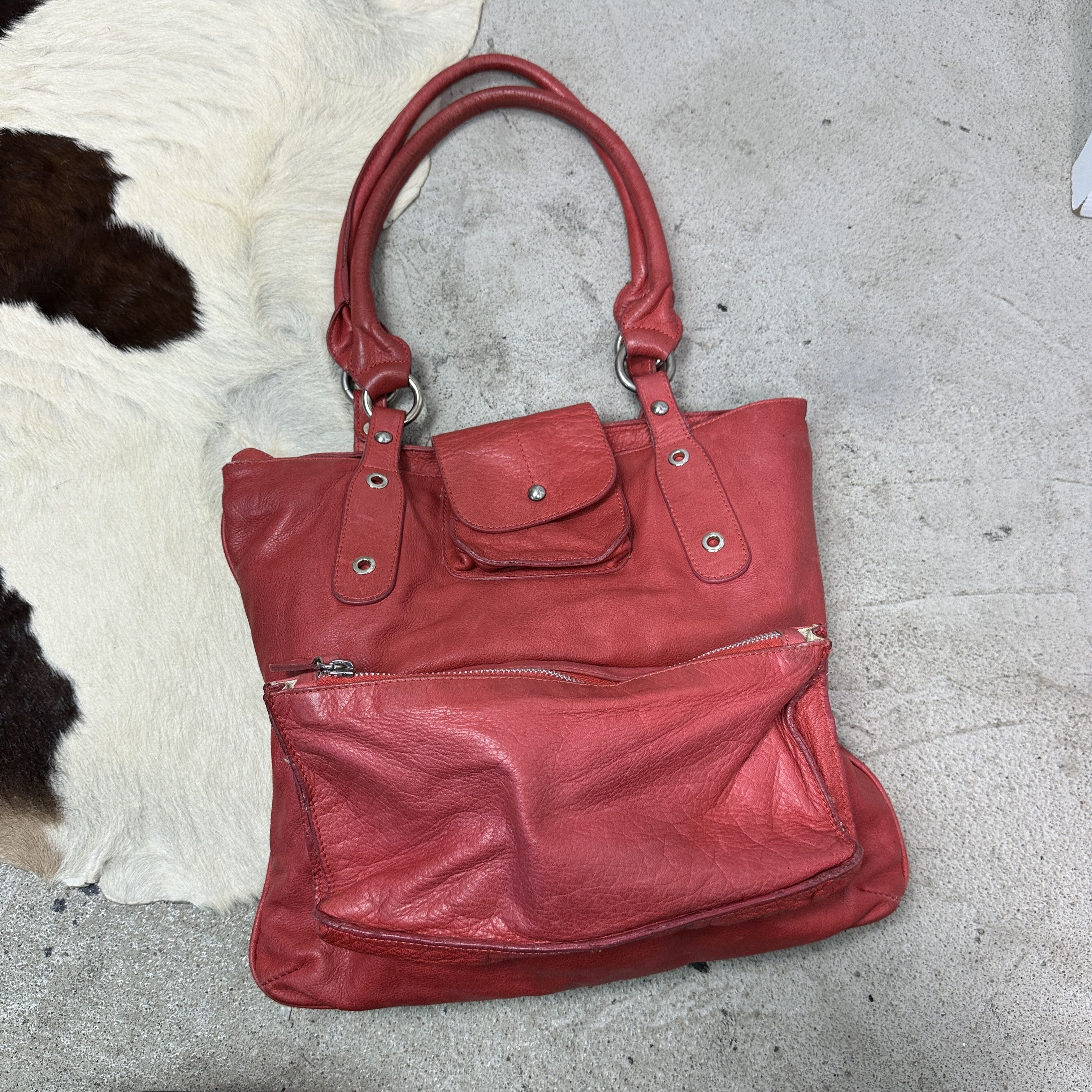 Vintage Vintage Avant Garde Leather Cherry Red Bag Y2K Size ONE SIZE - 2 Thumbnail