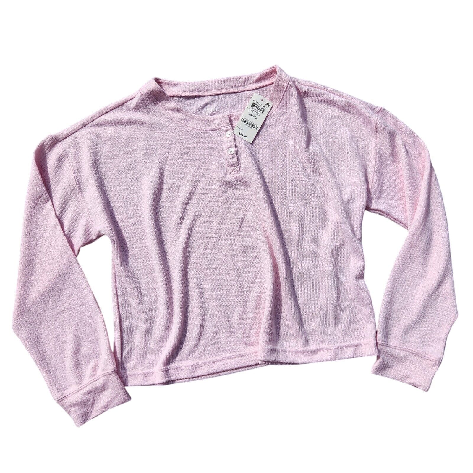 The Unbranded Brand Jenni Women Pink Soft Knit Henley Pullover Pajama Top Size S Size ONE SIZE - 2 Thumbnail