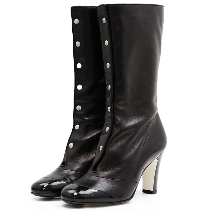 Chanel Chanel Chanel Lambskin Patent Leather High Heel Boots Leather Shoes DUTY FREE for USA Size ONE SIZE - 1 Thumbnail