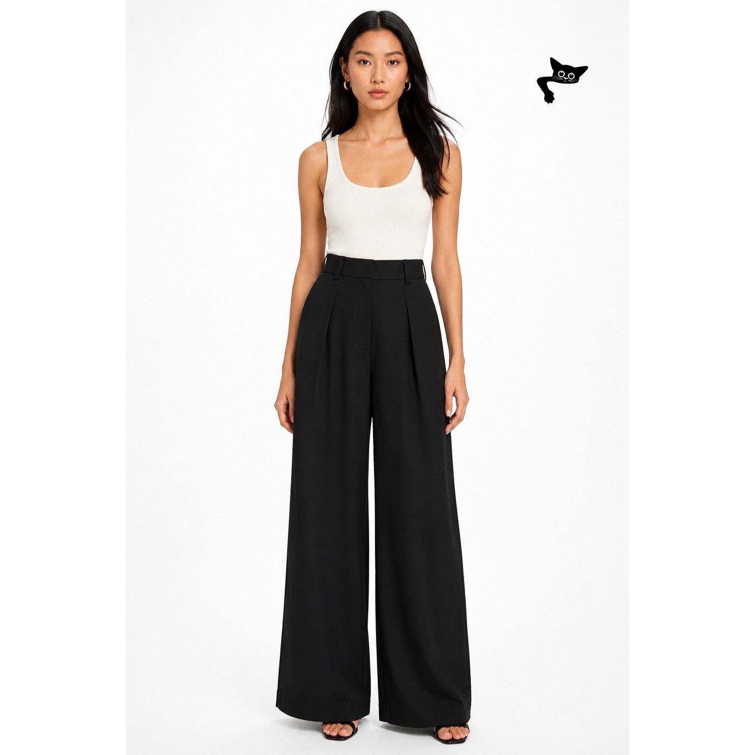 Other Luel Studio Black High Waist Pleated Wide Leg Pants Wool 0 Size 25" / US 0 / IT 36 - 4 Thumbnail