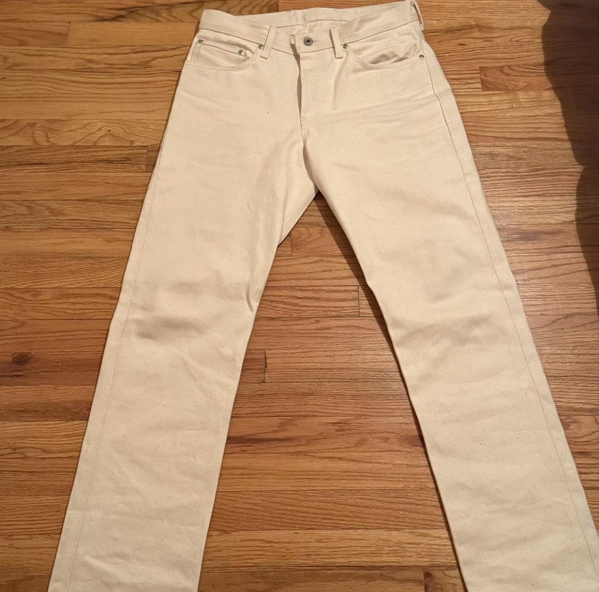 Naked & Famous Naked and Famous Cream Ecru Selvedge Denim Straight Leg Size US 34 / EU 50 - 1 Thumbnail