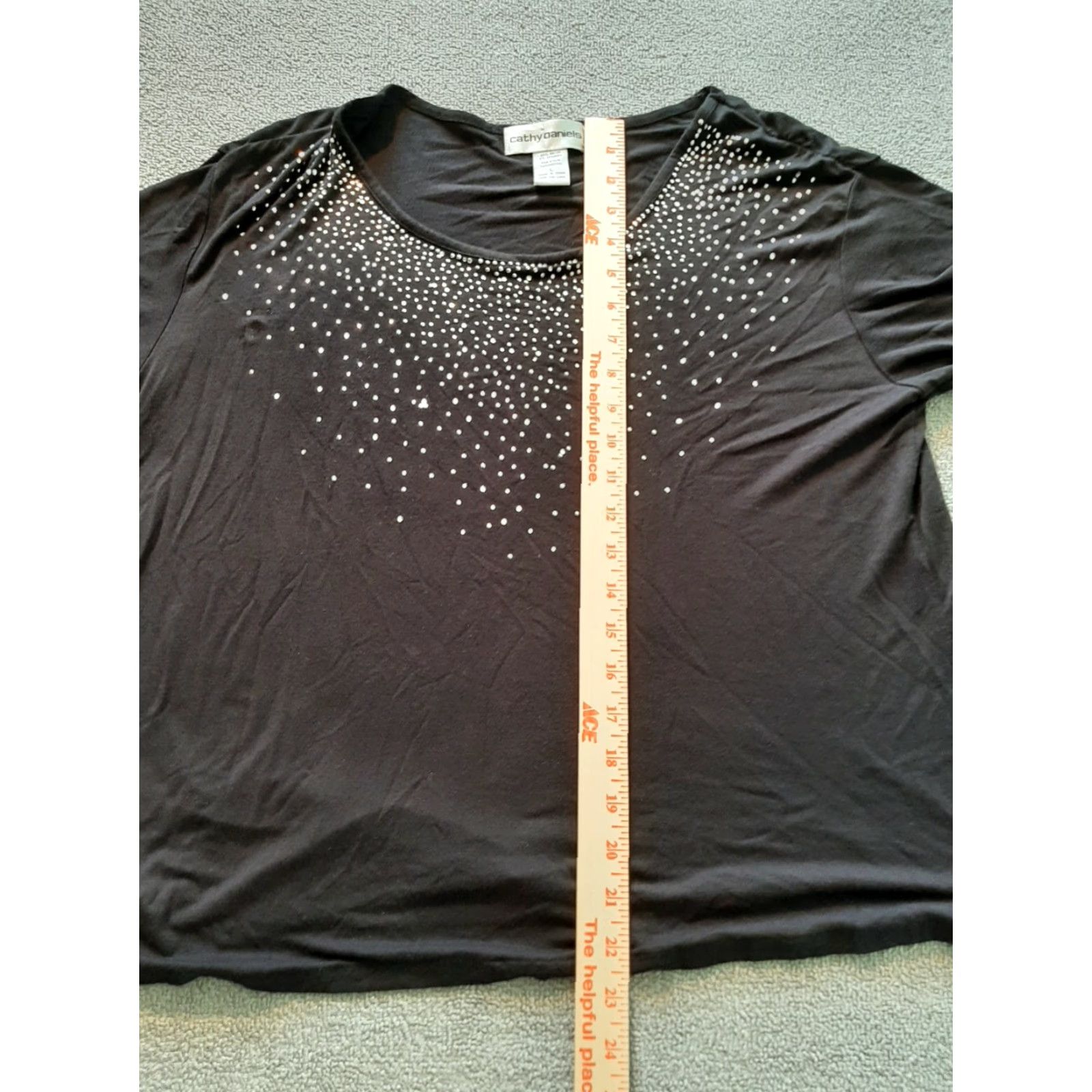 Vintage **Cathy Daniels Womens Large Black Geometric Short Sleeve Beaded Top** User: **Cathy Daniels Women's Large Black Geometric Short Sleeve Beaded Top** Size L / US 10 / IT 46 - 3 Thumbnail