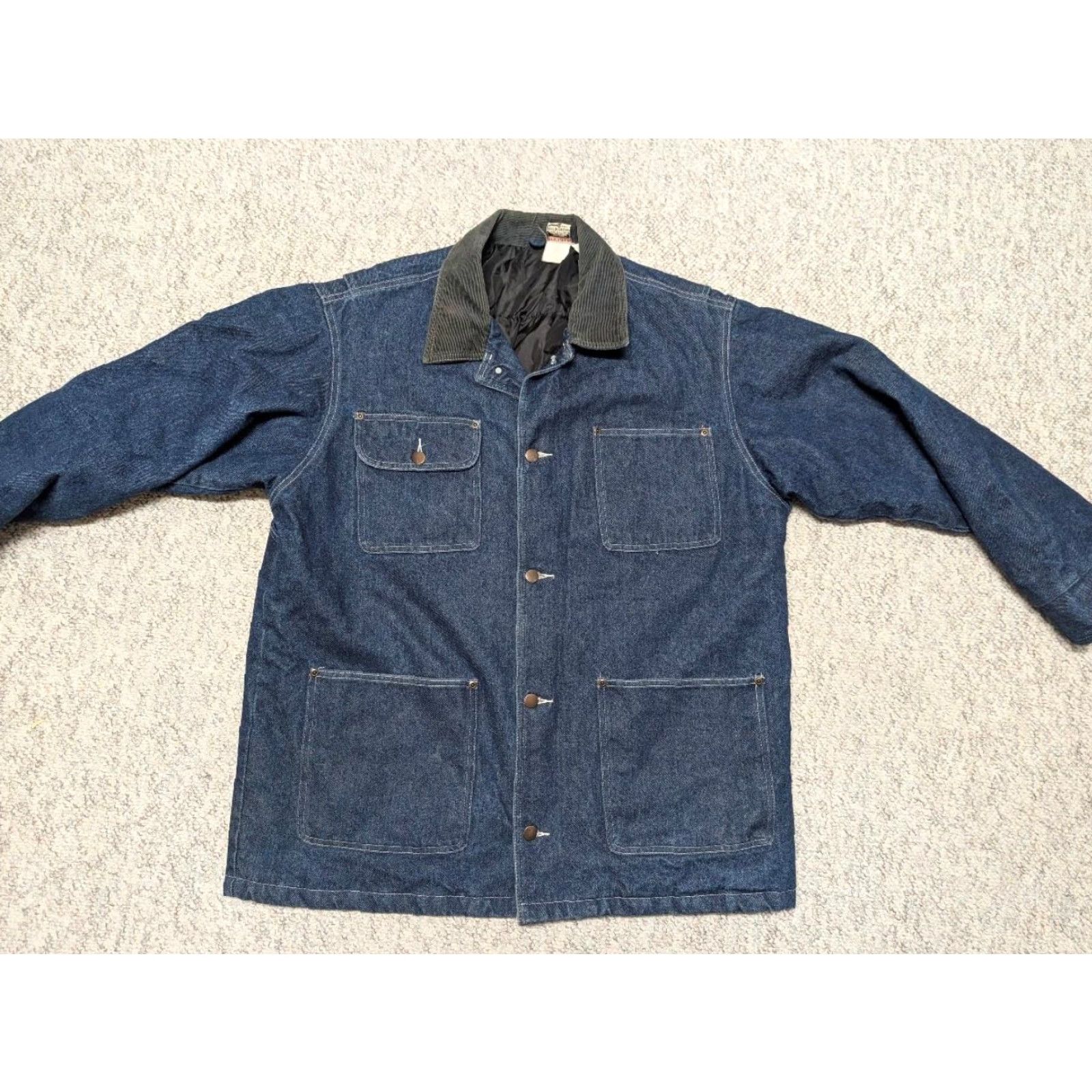 Carhartt VINTAGE Chore Coat Denim Coat XL Men Blue Canada 1990s Union Made Carhart Denim Leather Outer Shell Solid 46-48 Chest Size US XL / EU 56 / 4 - 7 Thumbnail