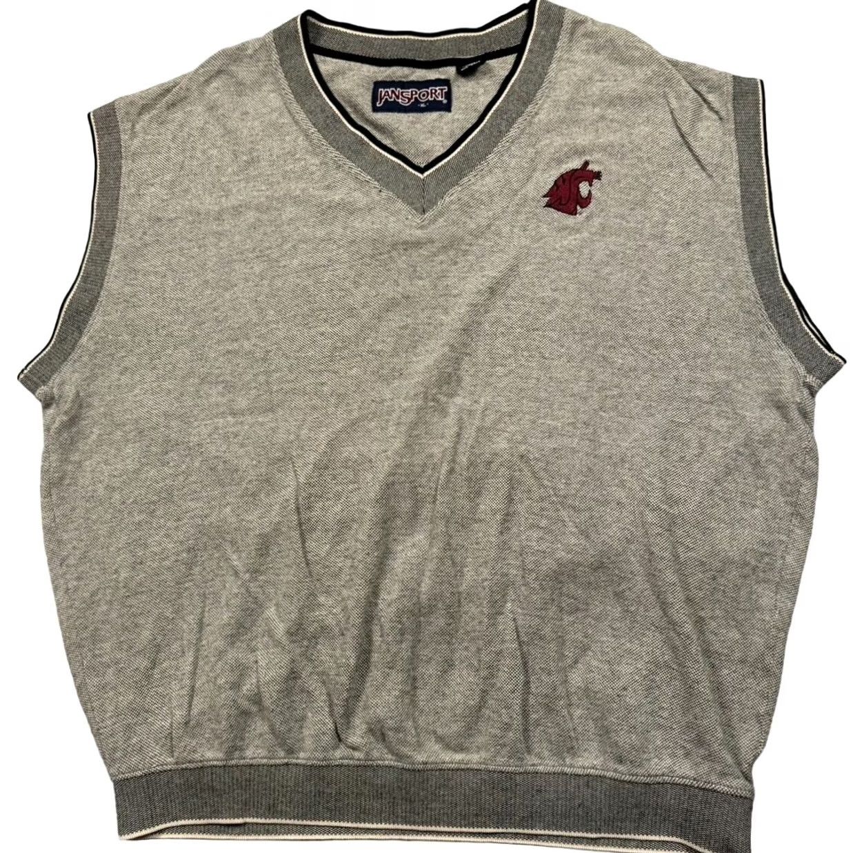 Jansport VINTAGE Jansport Washington State Cougars Vest Mens XL Gray Embroidered Sweater Size US XL / EU 56 / 4 - 2 Thumbnail