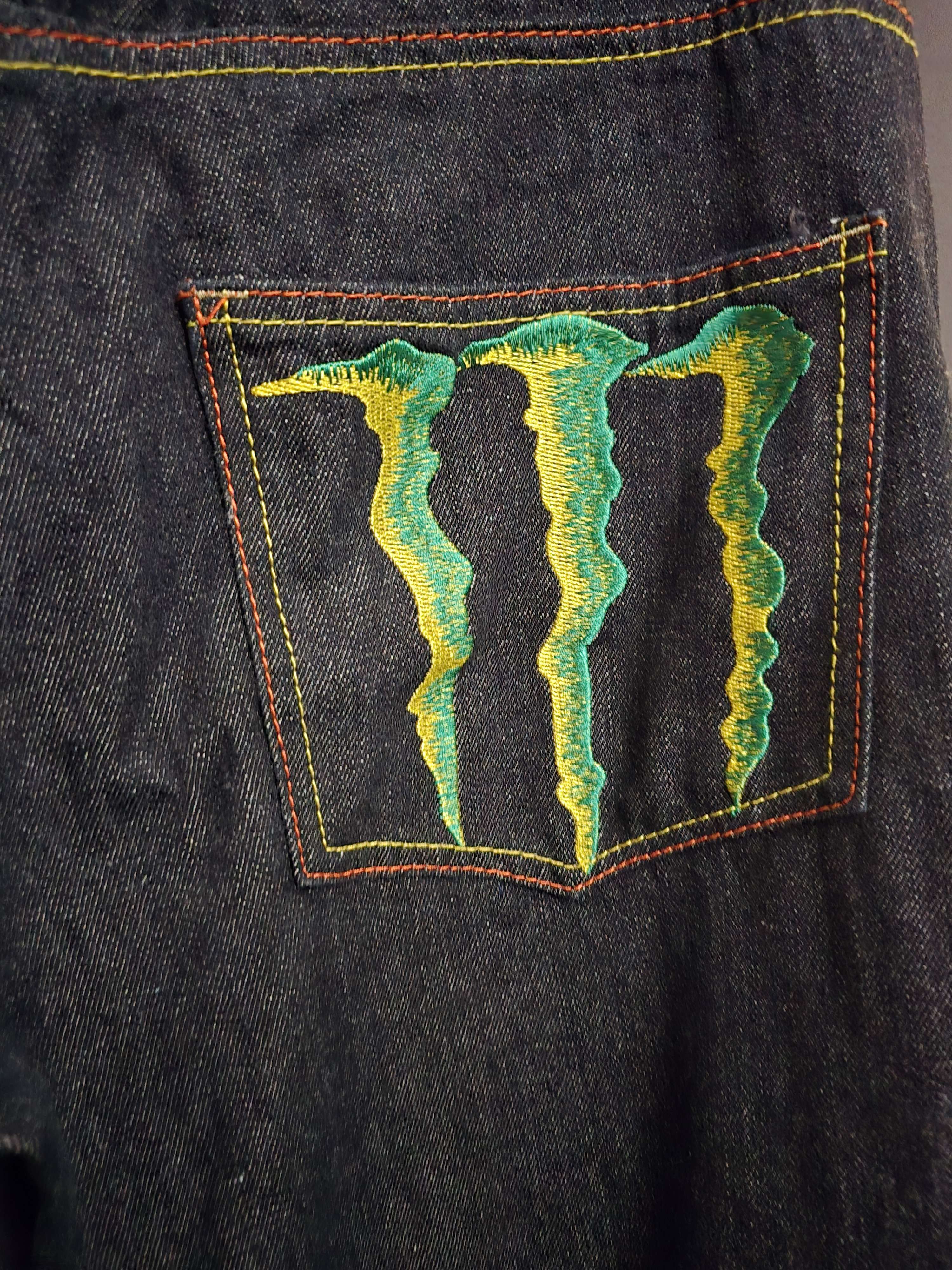 Other Monster Energy Embroidered Painted Denim Jeans y2k emo core Size US 38 / EU 54 - 12 Thumbnail