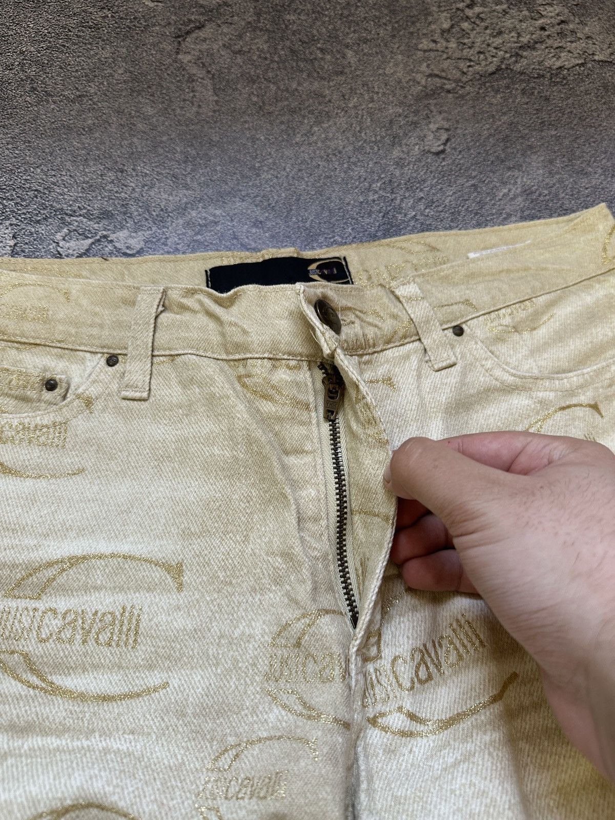 Just Cavalli Vintage Just Cavalli Monogram Mens Gold Jeans Pants Size 28 Size US 28 / EU 44 - 8 Thumbnail