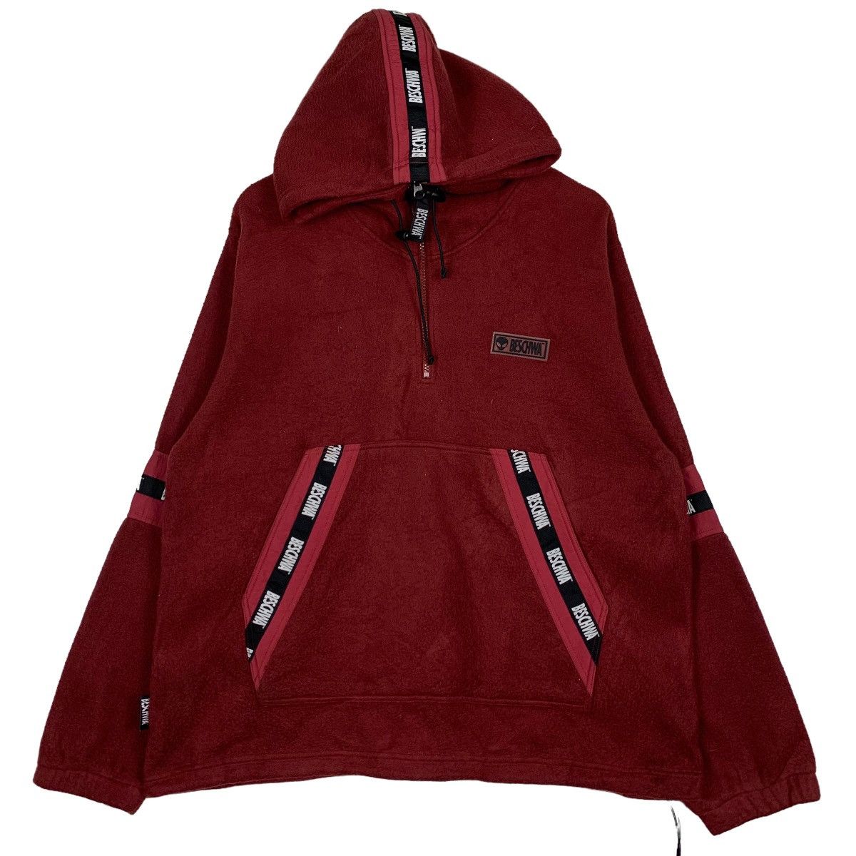 image of Vintage Beschwa Half Zip Pullover Hoodie Fleece 0045-C3 in Red, Men's (Size Medium)