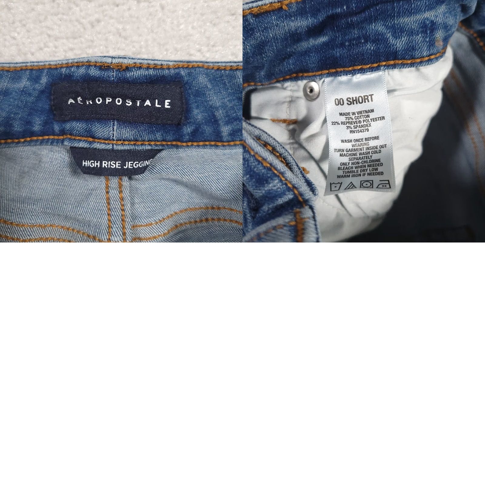 Vintage Aéropostale Jeans Womens 00 Short High Rise Skinny Jegging Distressed Stretch Denim Blue Leather? Size 24" / US 00 / IT 34 - 9 Thumbnail