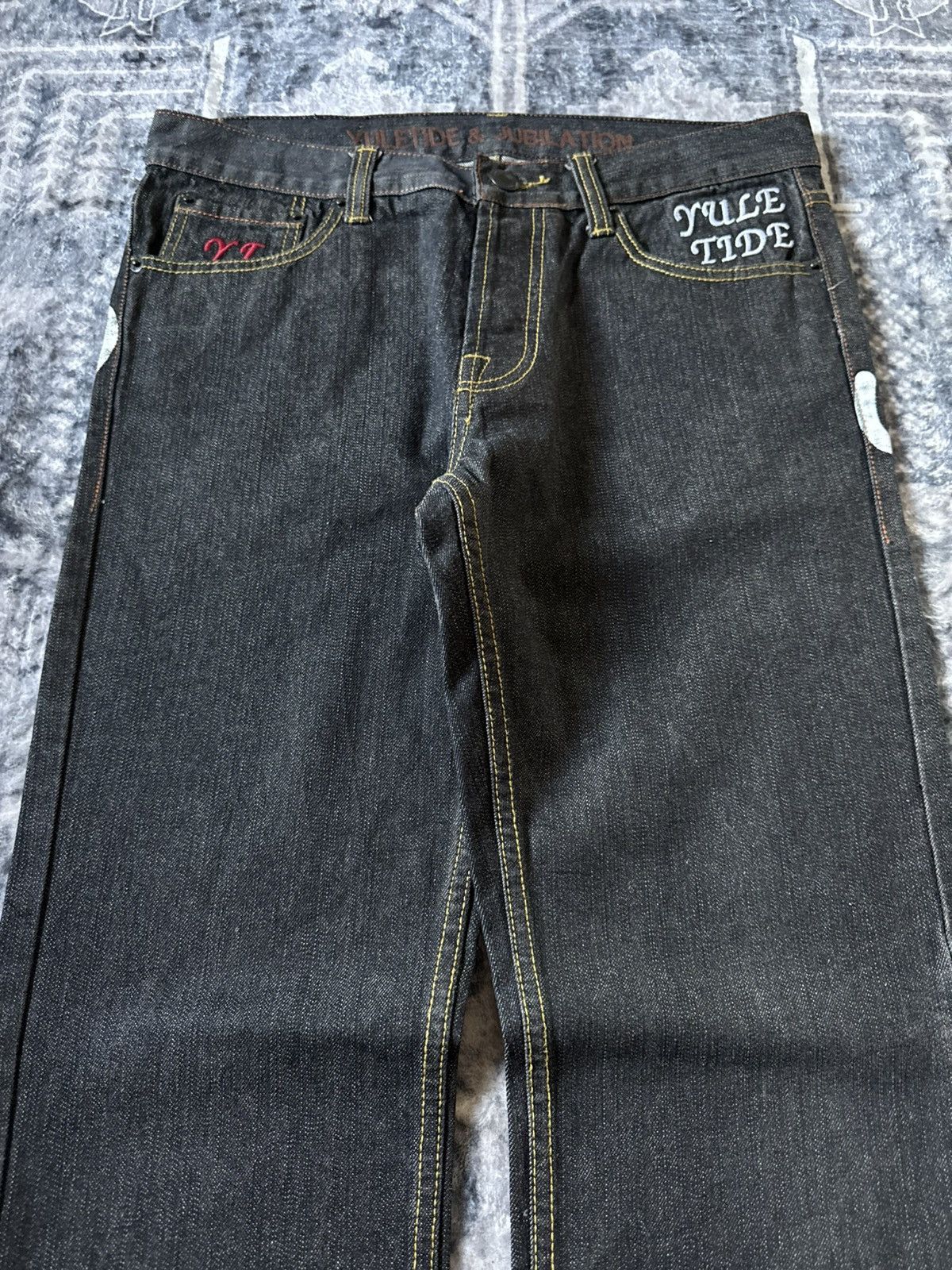 Japanese Brand Yuletide & Jubilation Skull Snake Tattoo Y2K Jeans Size US 32 / EU 48 - 8 Thumbnail