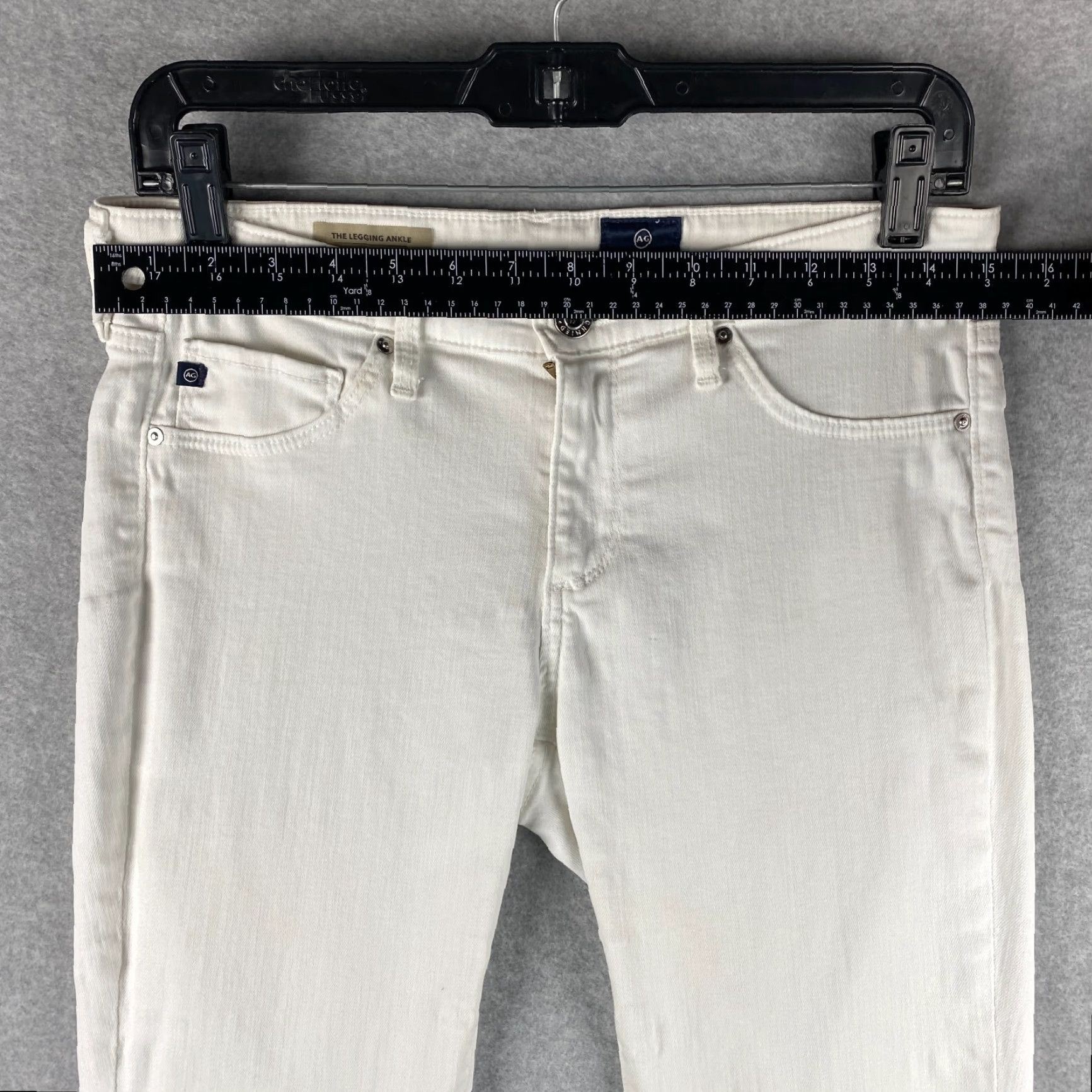 Vintage AG Adriano Goldschmied Jeans Womens 28 R The Legging Super Skinny White Denim Distressed 5-Pocket Zip Slim Fit Modern USA Womens Size 28" / US 6 / IT 42 - 3 Thumbnail