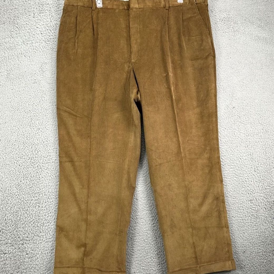 Lands' End Lands' End Corduroy Pants Mens 42 Brown Cotton Pleated Straight Leg Pocket NEW Size US 42 / EU 58 - 2 Thumbnail