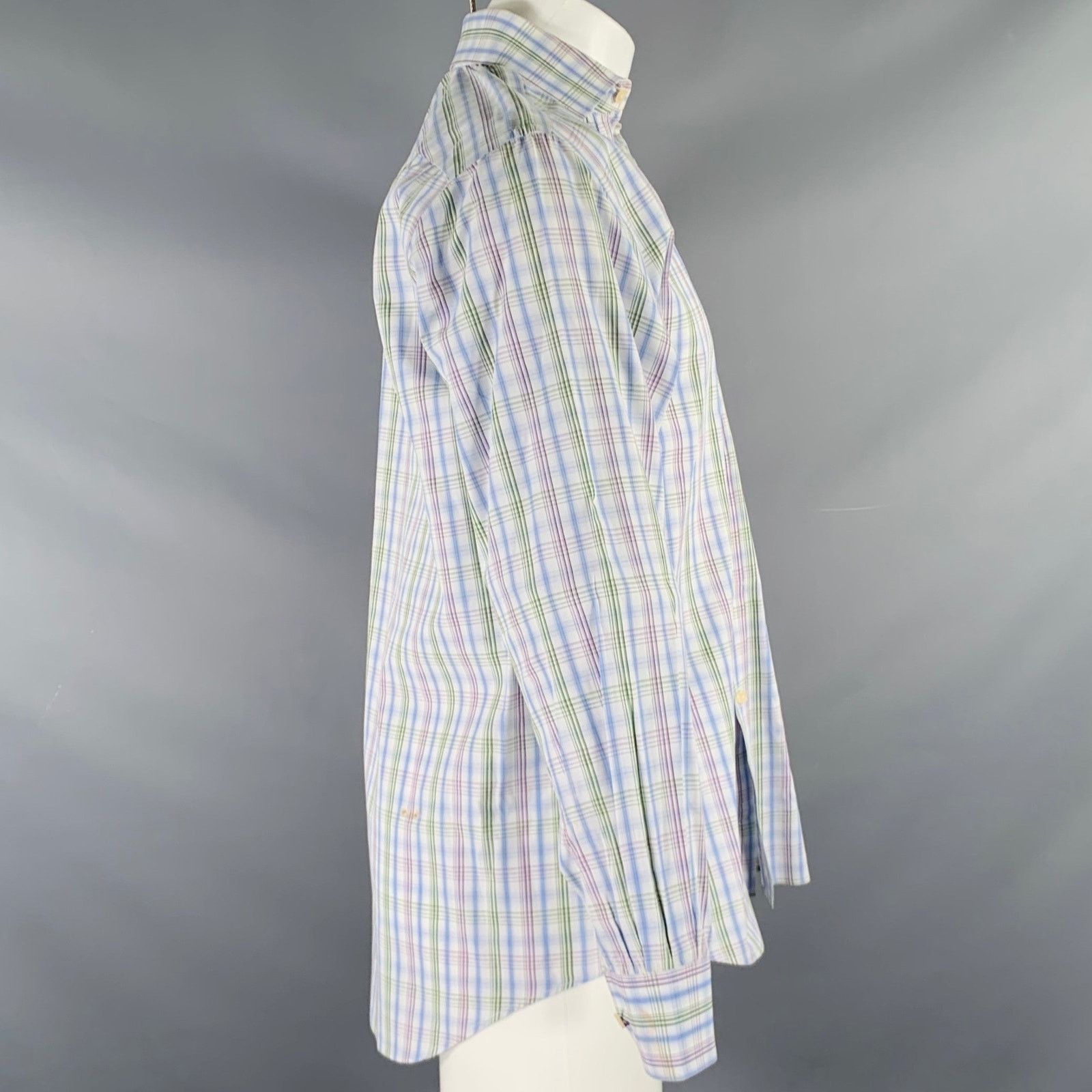 Paul Smith S White Blue Green Plaid Cotton Button Up Long Sleeve Shirt Size US S / EU 44-46 / 1 - 2 Thumbnail