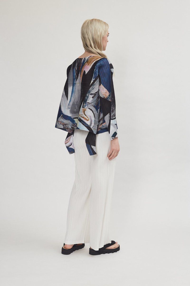 Issey Miyake o1mle0325 Pleats Please Musa Top in Multicolor Size L / US 10 / IT 46 - 3 Thumbnail