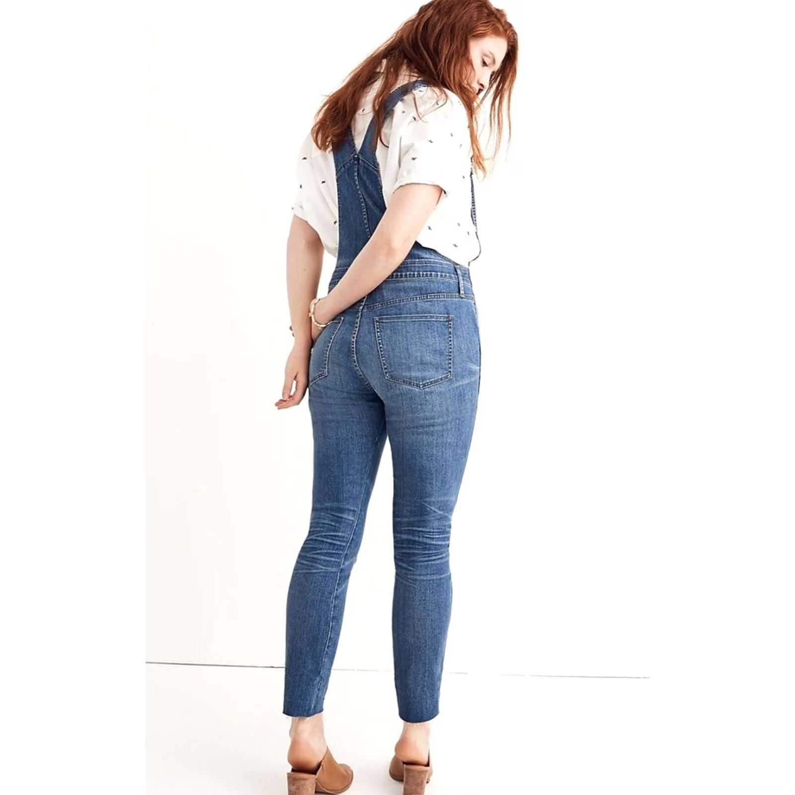 Madewell Madewell Skinny Womens L Blue Denim Bib Overalls Kemp Wash Raw Hem Women Size Size 36" / US 14 / IT 50 - 2 Thumbnail