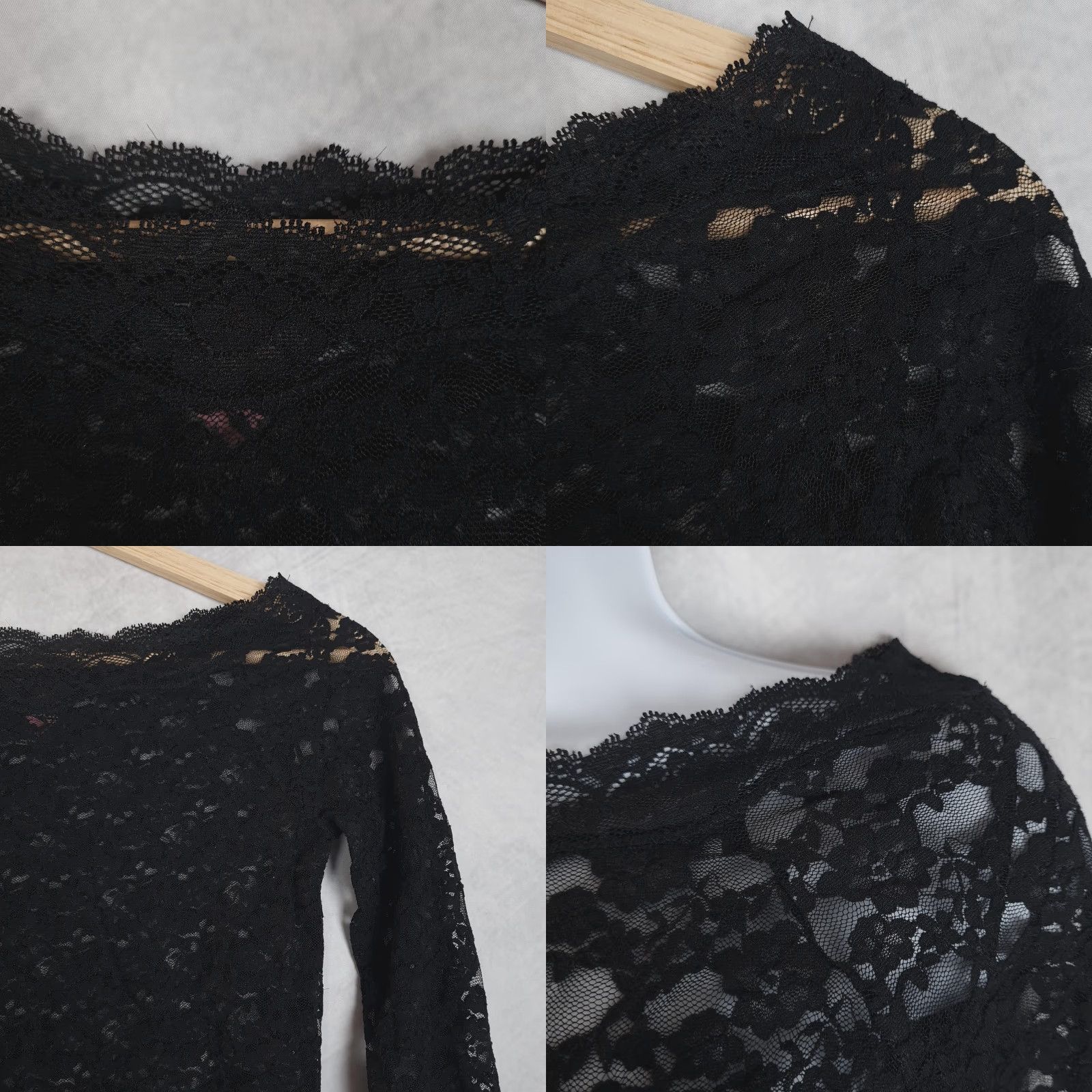 Free People VINTAGE Free People Top Womens XS Black Floral Lace Sheer Coquette Fairy Goth Y2K Size XS / US 0-2 / IT 36-38 - 8 Thumbnail