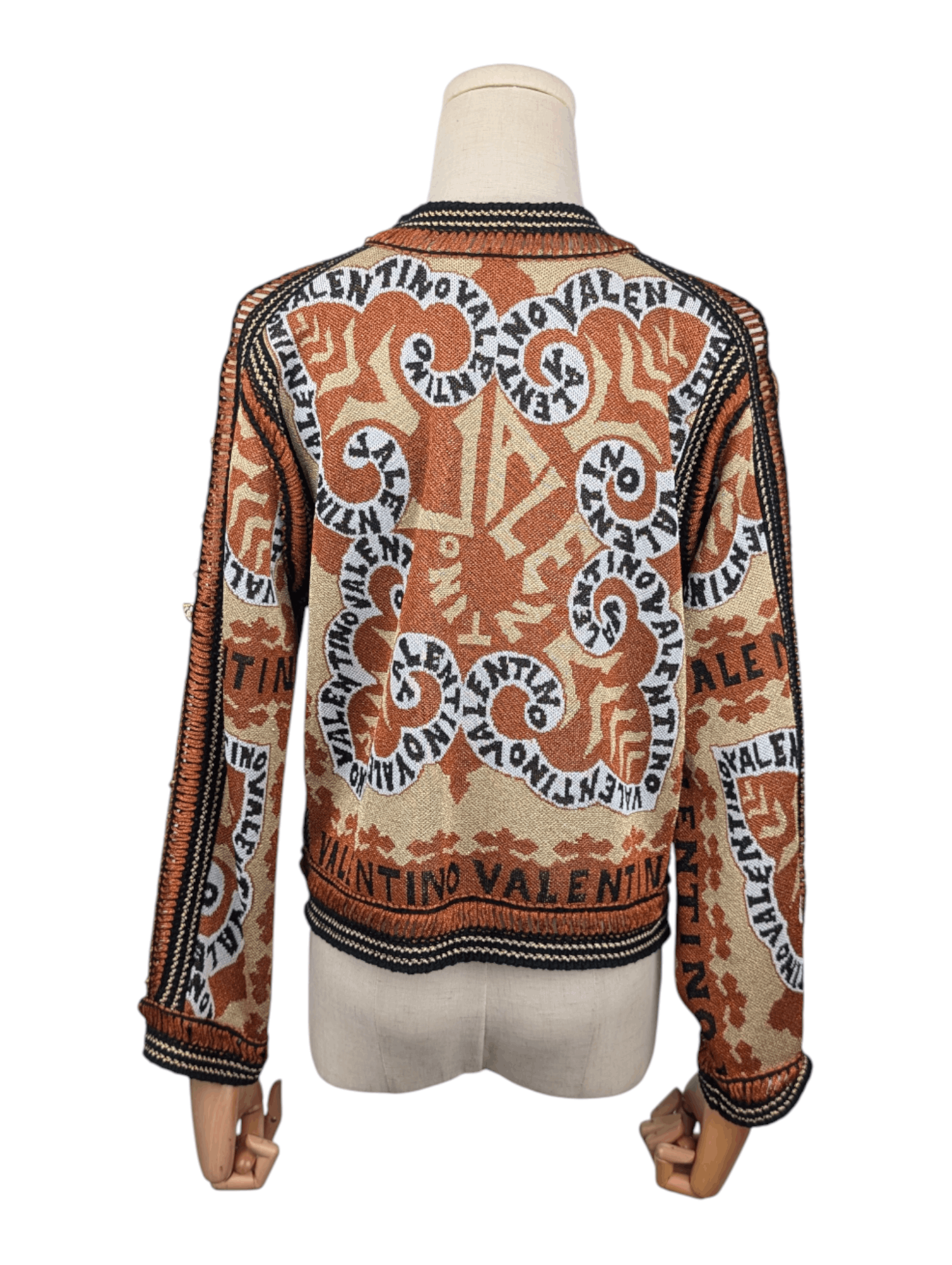 Valentino Valentino Gold Rockstud Manifeesto Bandana Knit Cardigan Size M / US 6-8 / IT 42-44 - 2 Thumbnail