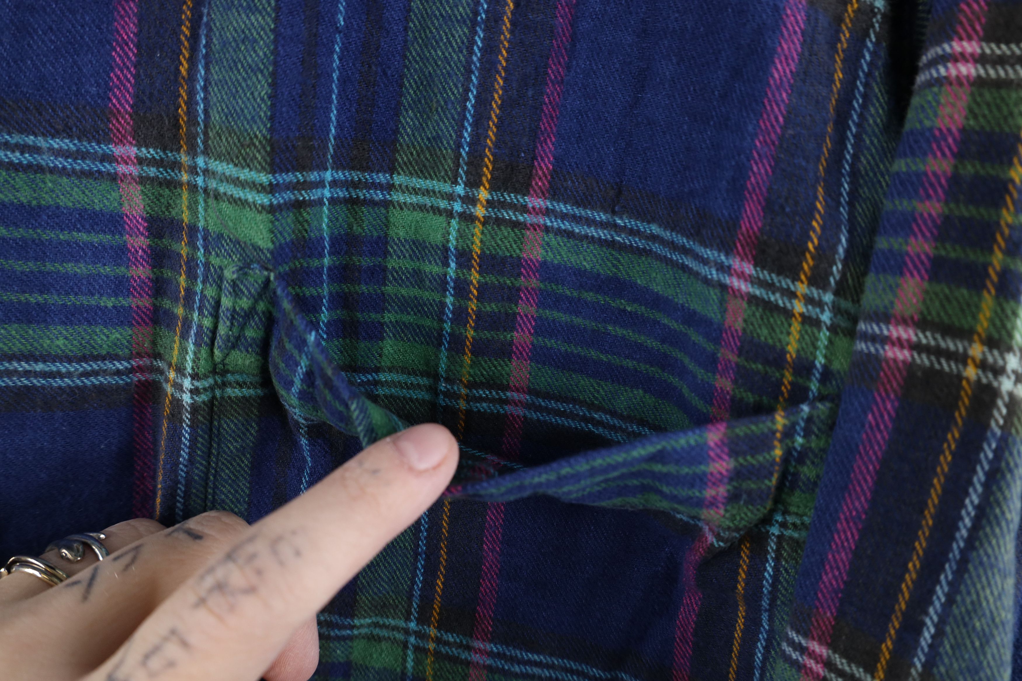 Vintage Vintage 90s Streetwear Rainbow Plaid Flannel Button Shirt Size L / US 10 / IT 46 - 4 Thumbnail