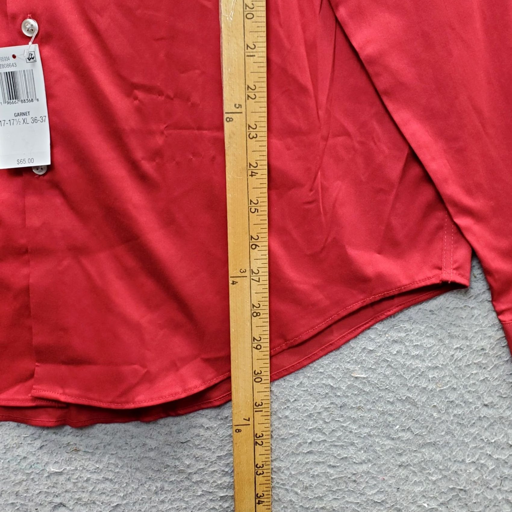 Van Heusen Van Heusen Dress Shirt Mens XL Red Satin Slim Fit Stretch Ultra Wrinkle Free Shirt Size 46R - 4 Thumbnail
